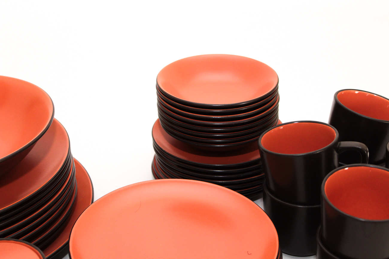 Mid Century Mikasa Terra Stone "Orange Sherbet" Dinnerware