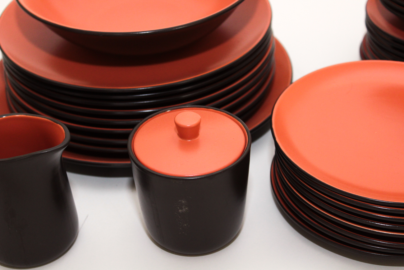 Mid Century Mikasa Terra Stone "Orange Sherbet" Dinnerware