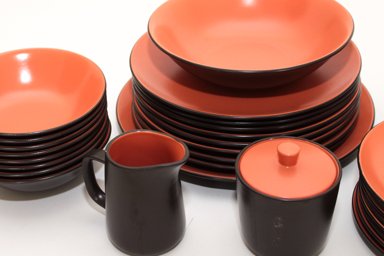 Mid Century Mikasa Terra Stone "Orange Sherbet" Dinnerware