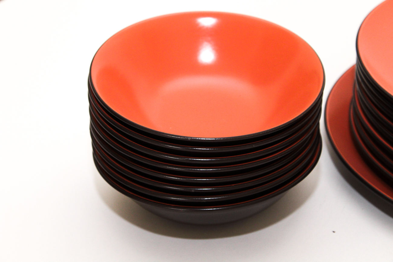 Mid Century Mikasa Terra Stone "Orange Sherbet" Dinnerware