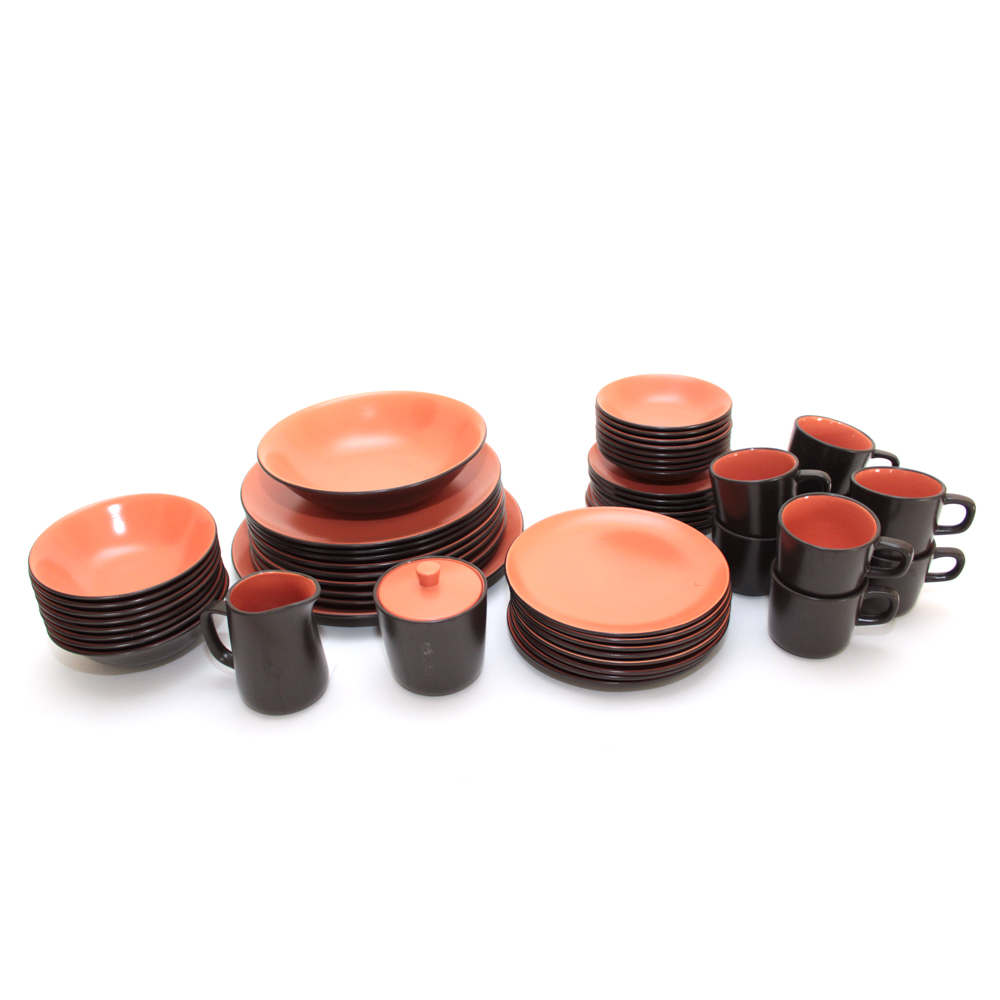 Mid Century Mikasa Terra Stone "Orange Sherbet" Dinnerware