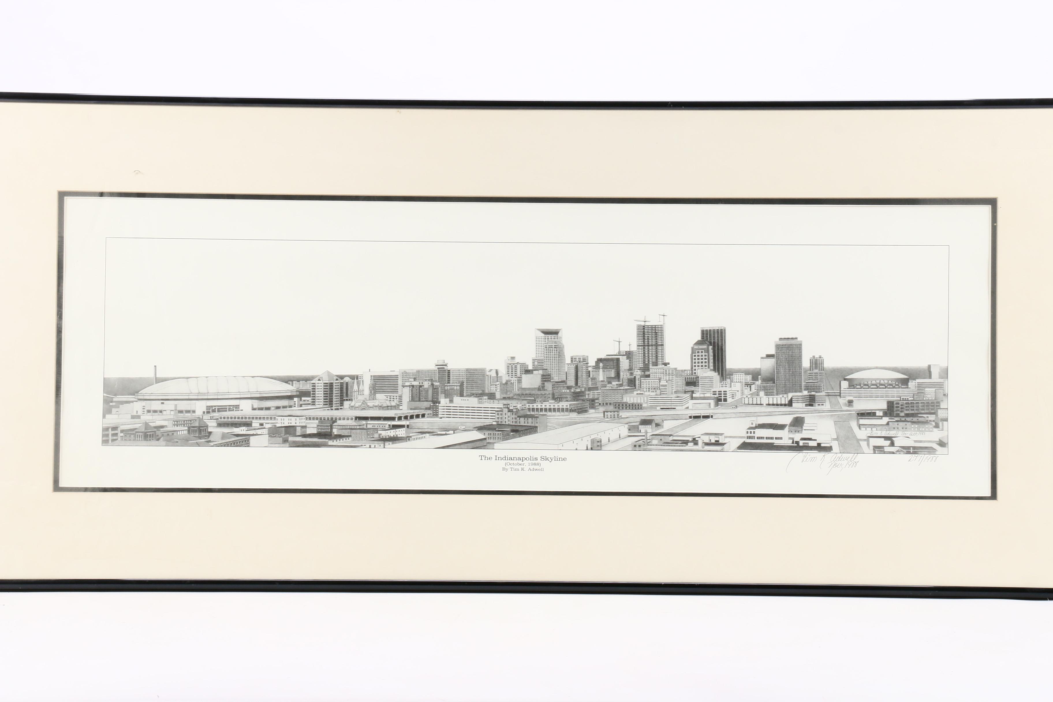 Tim K. Adwell Halftone Print "The Indianapolis Skyline"