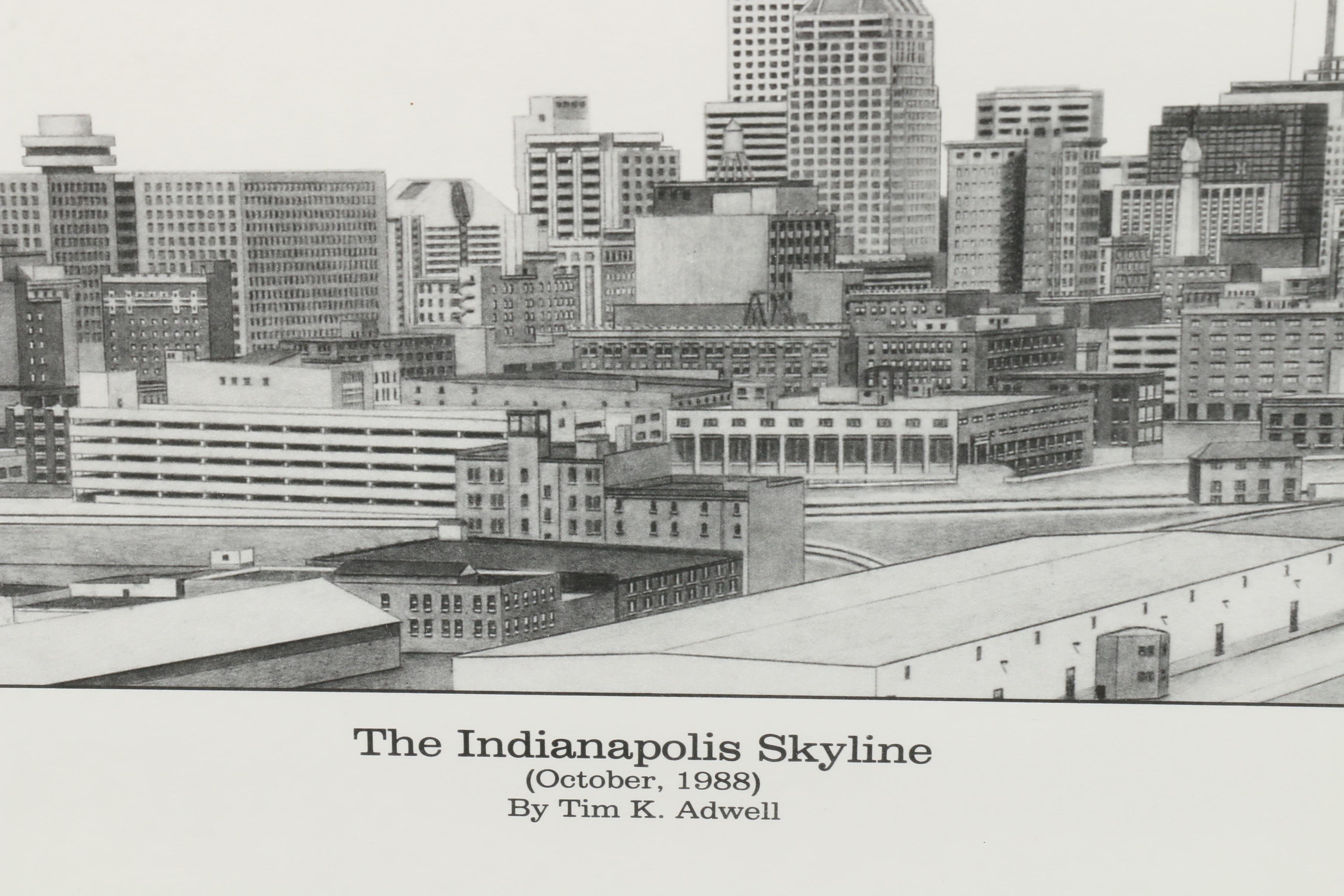 Tim K. Adwell Halftone Print "The Indianapolis Skyline"