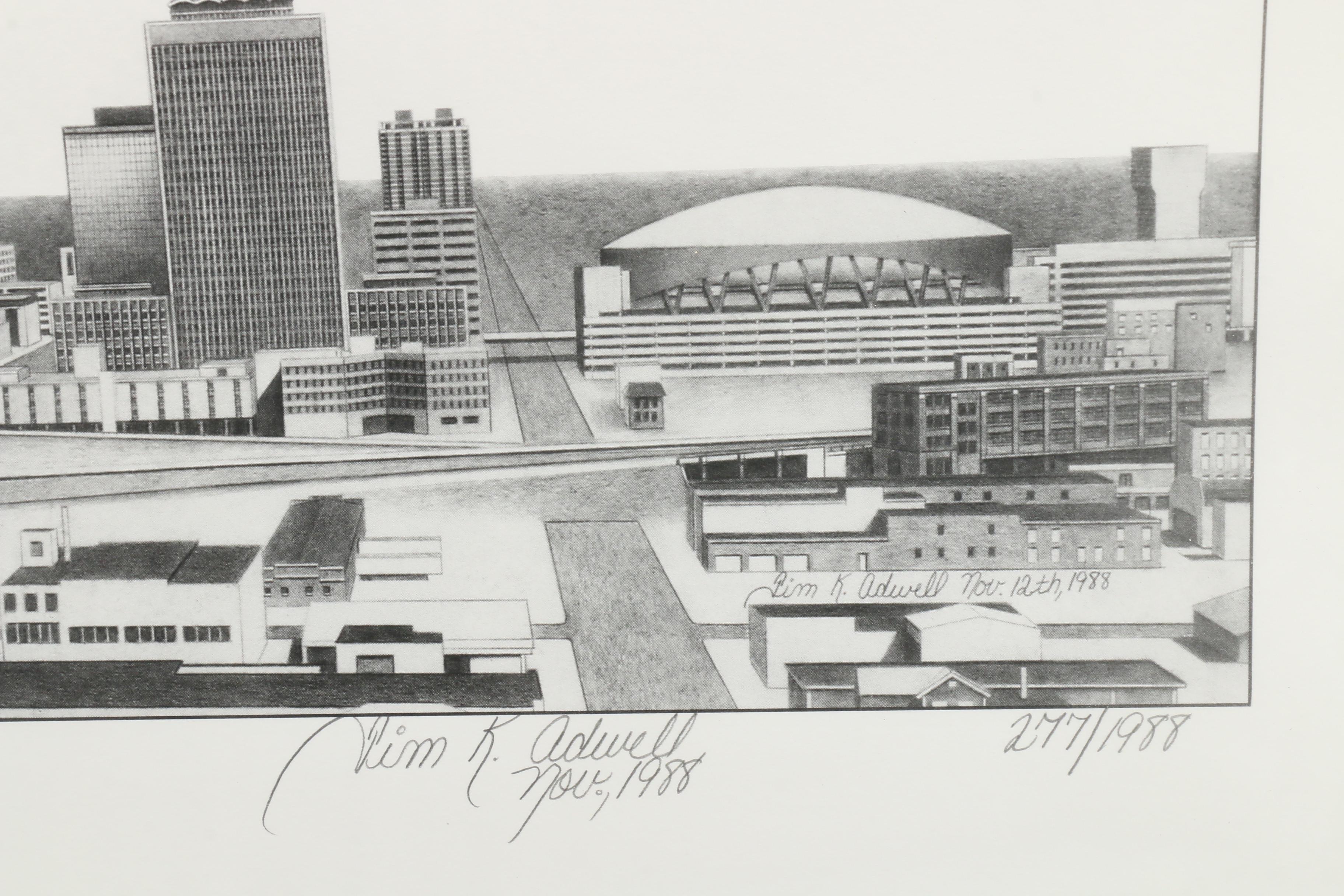 Tim K. Adwell Halftone Print "The Indianapolis Skyline"