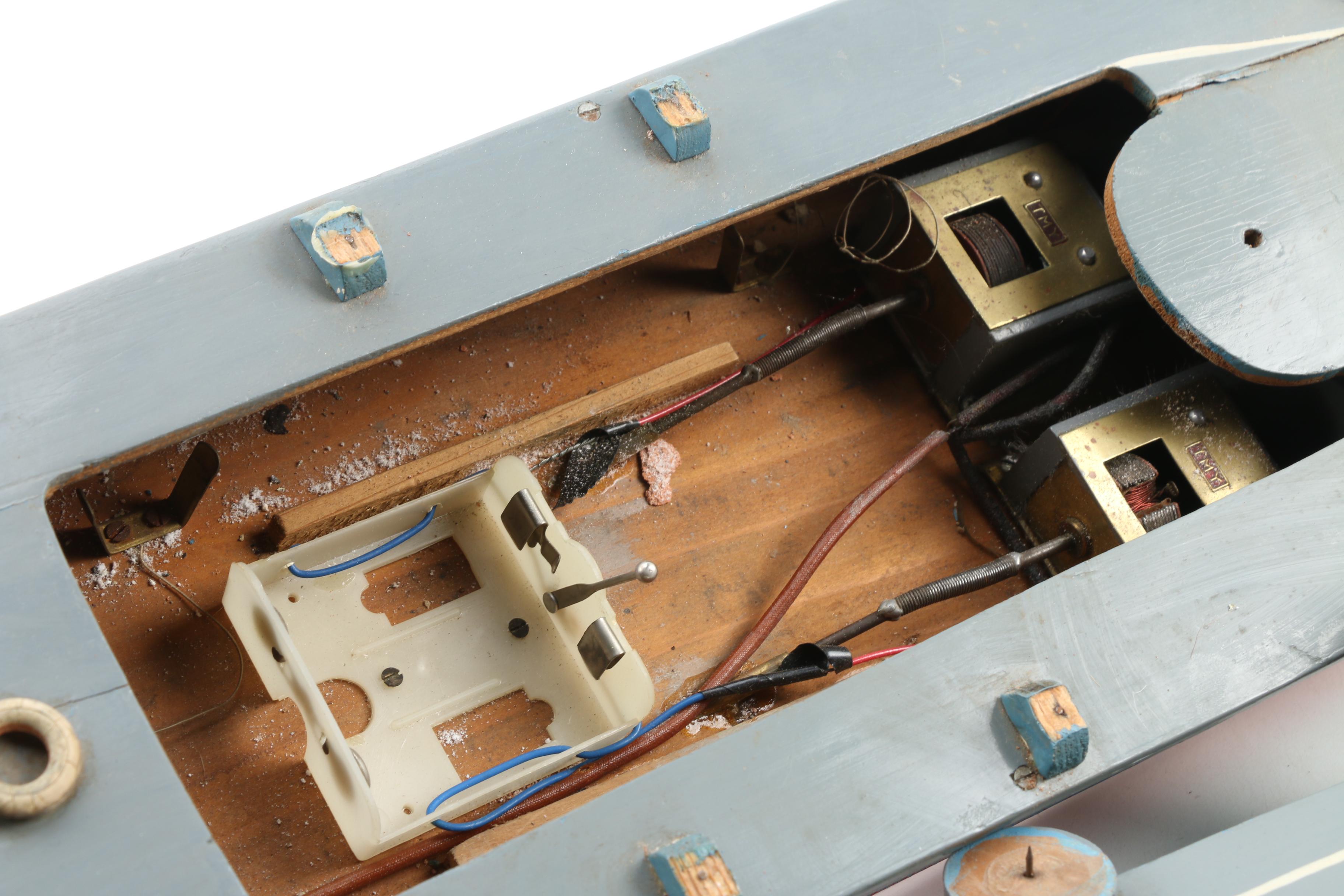 Painted Wooden Battery Operated Torpedo Boat, Mid 20th Century