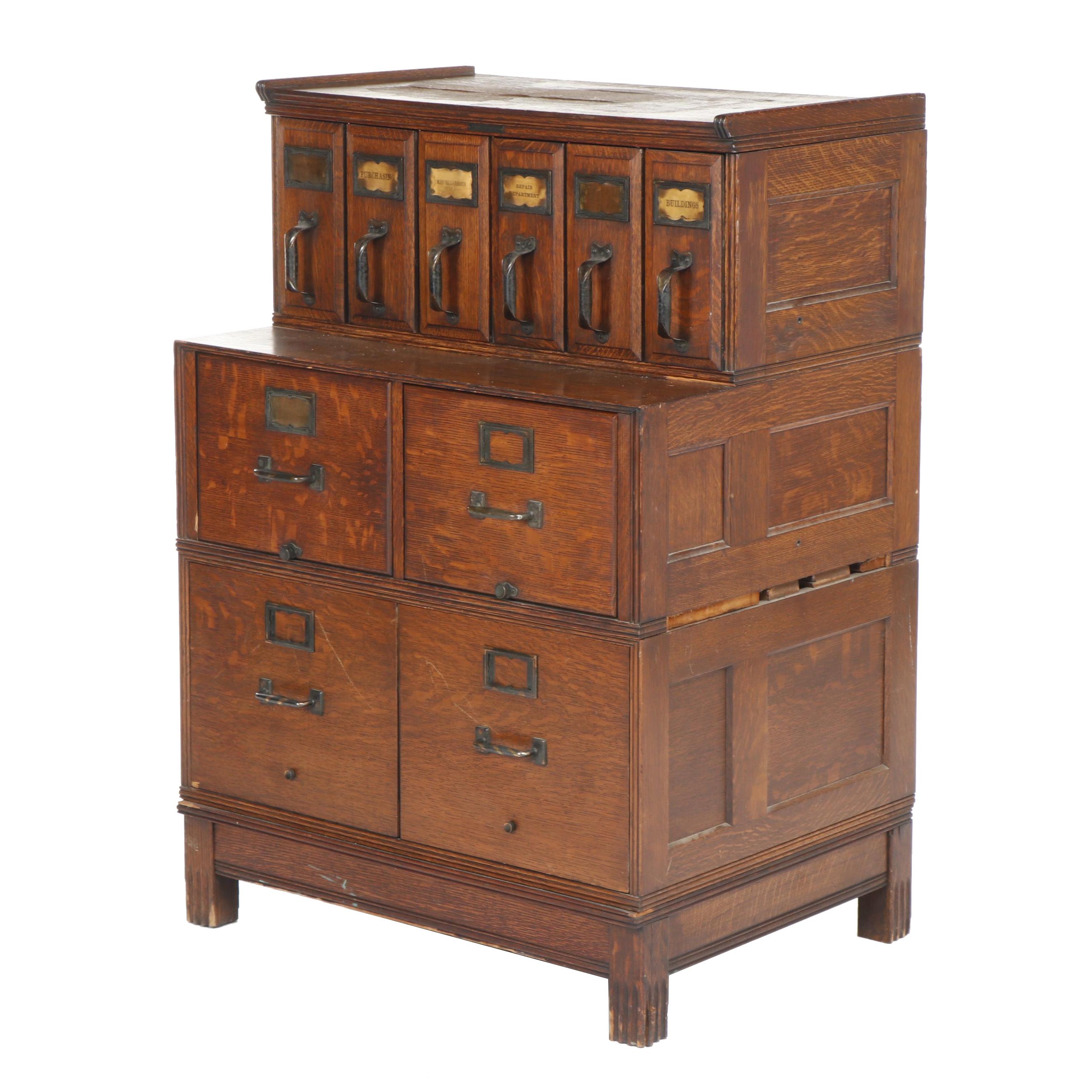 Antique Oak Office Filing Cabinet