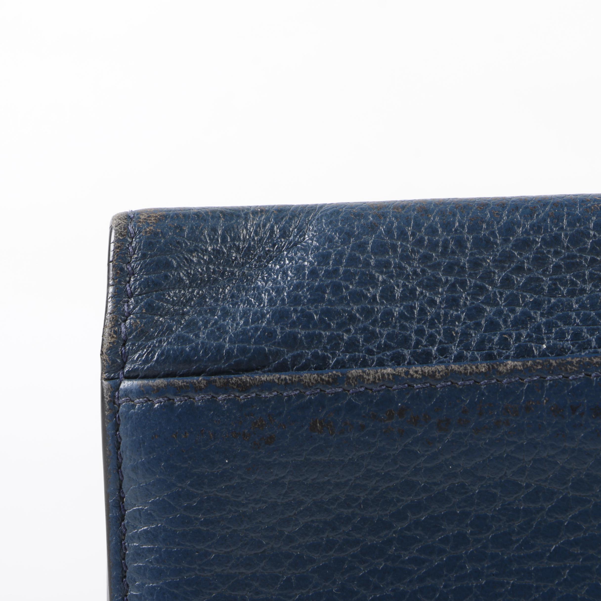 Gucci Blue Grained Leather Bifold Continental Wallet