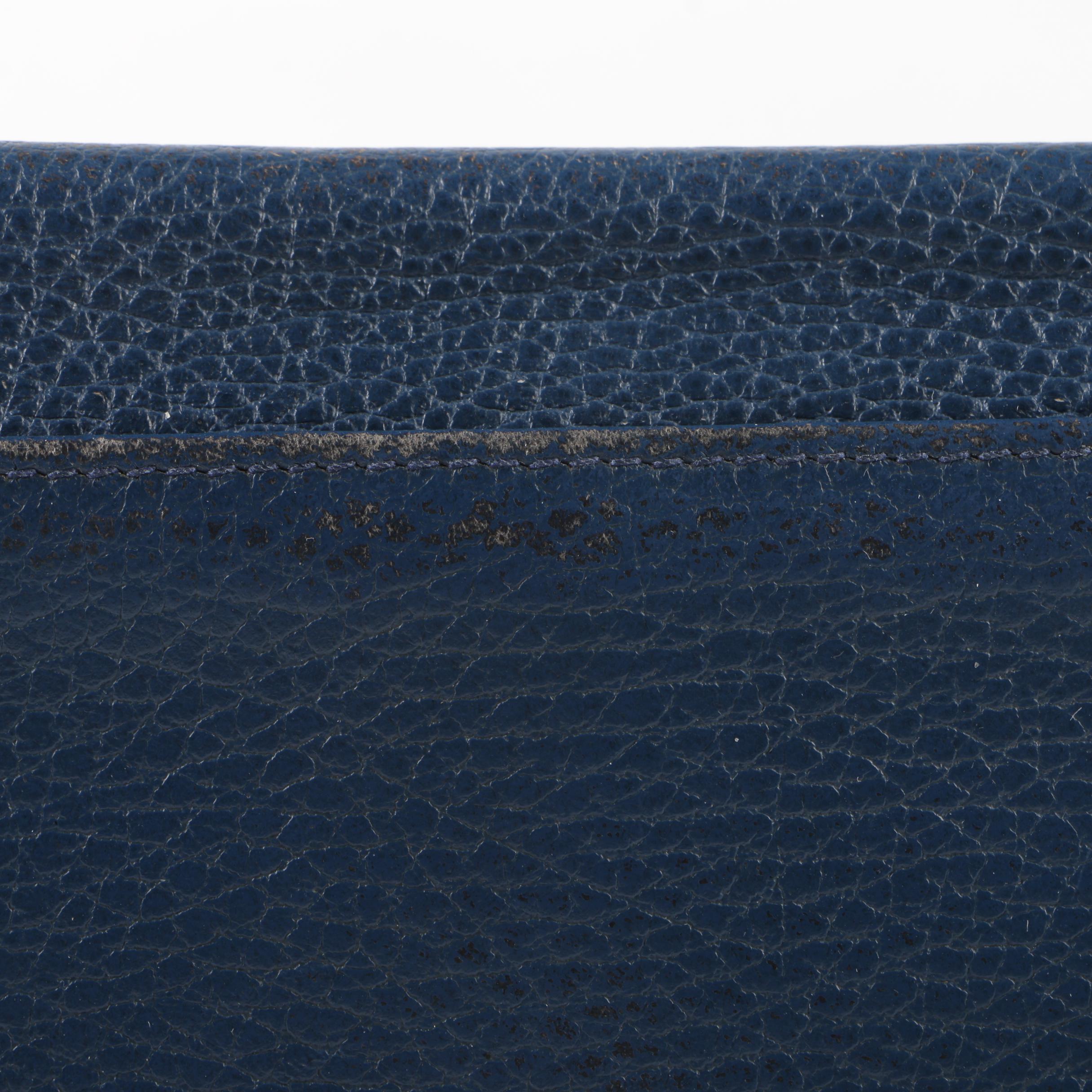 Gucci Blue Grained Leather Bifold Continental Wallet