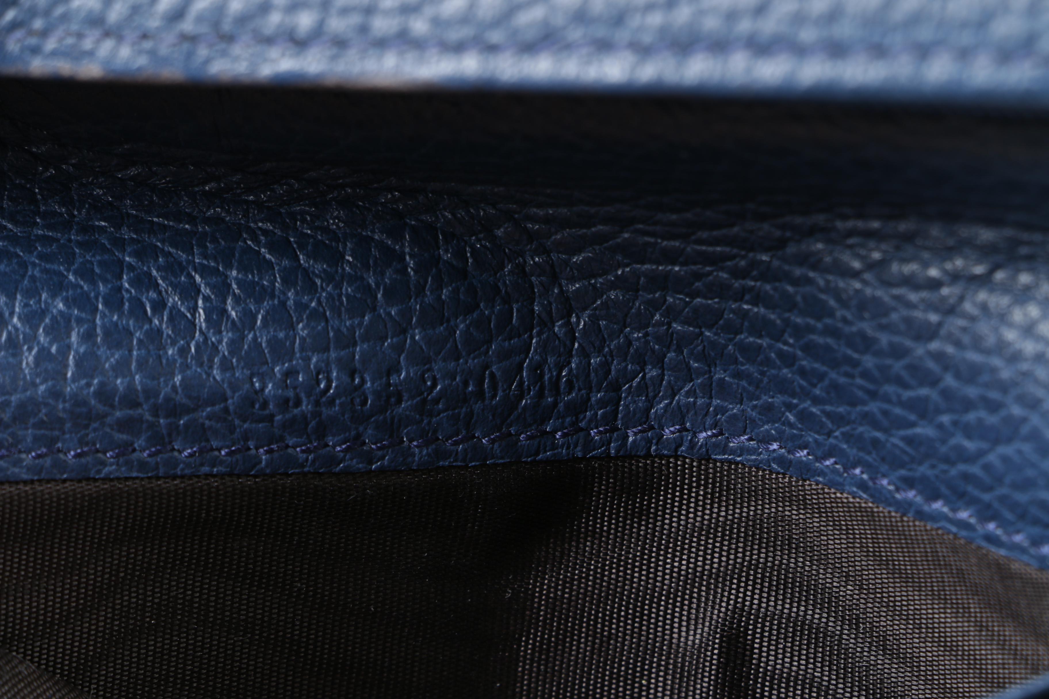 Gucci Blue Grained Leather Bifold Continental Wallet