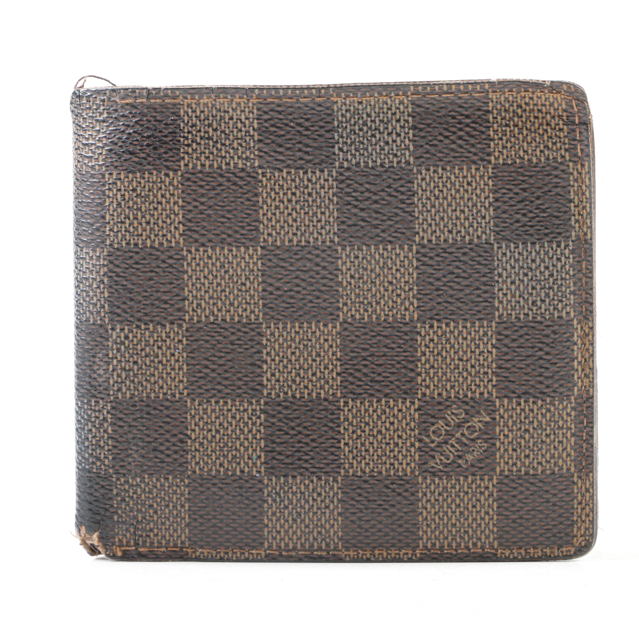 Louis Vuitton Paris Damier Ebene Canvas Bifold Wallet with Coin Pocket