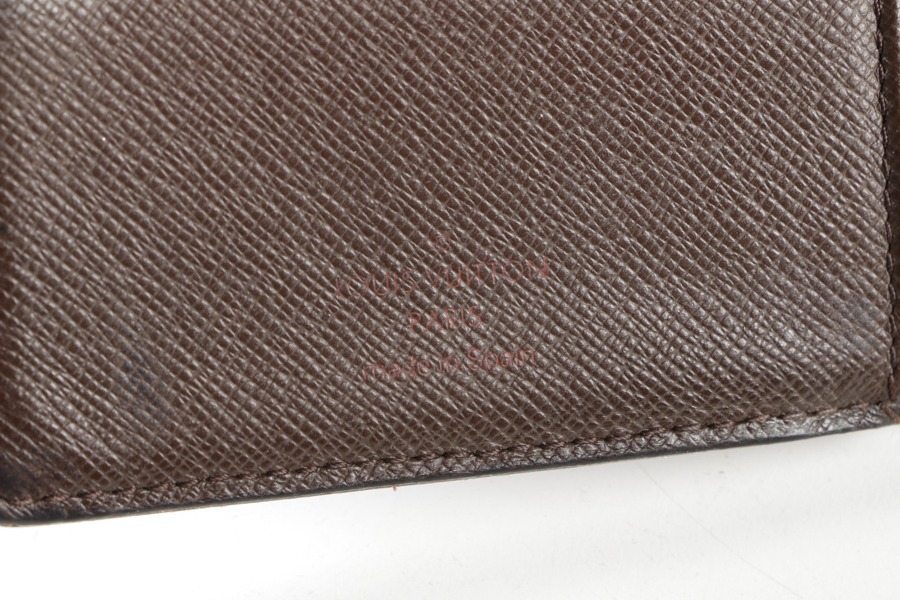 Louis Vuitton Paris Damier Ebene Canvas Bifold Wallet with Coin Pocket