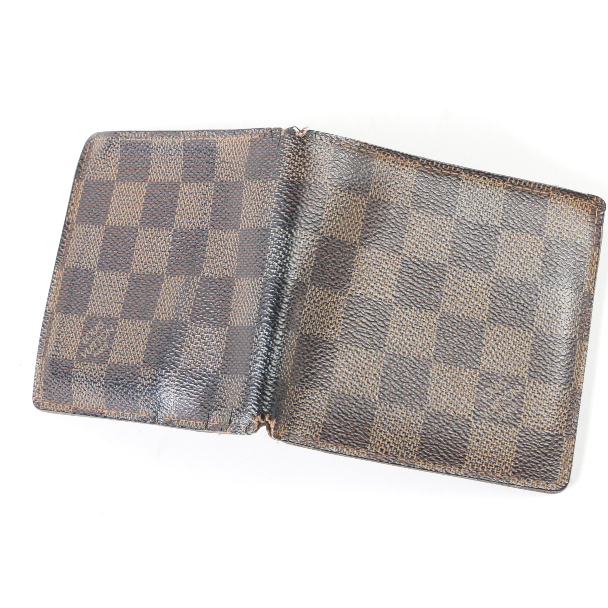 Louis Vuitton Paris Damier Ebene Canvas Bifold Wallet with Coin Pocket