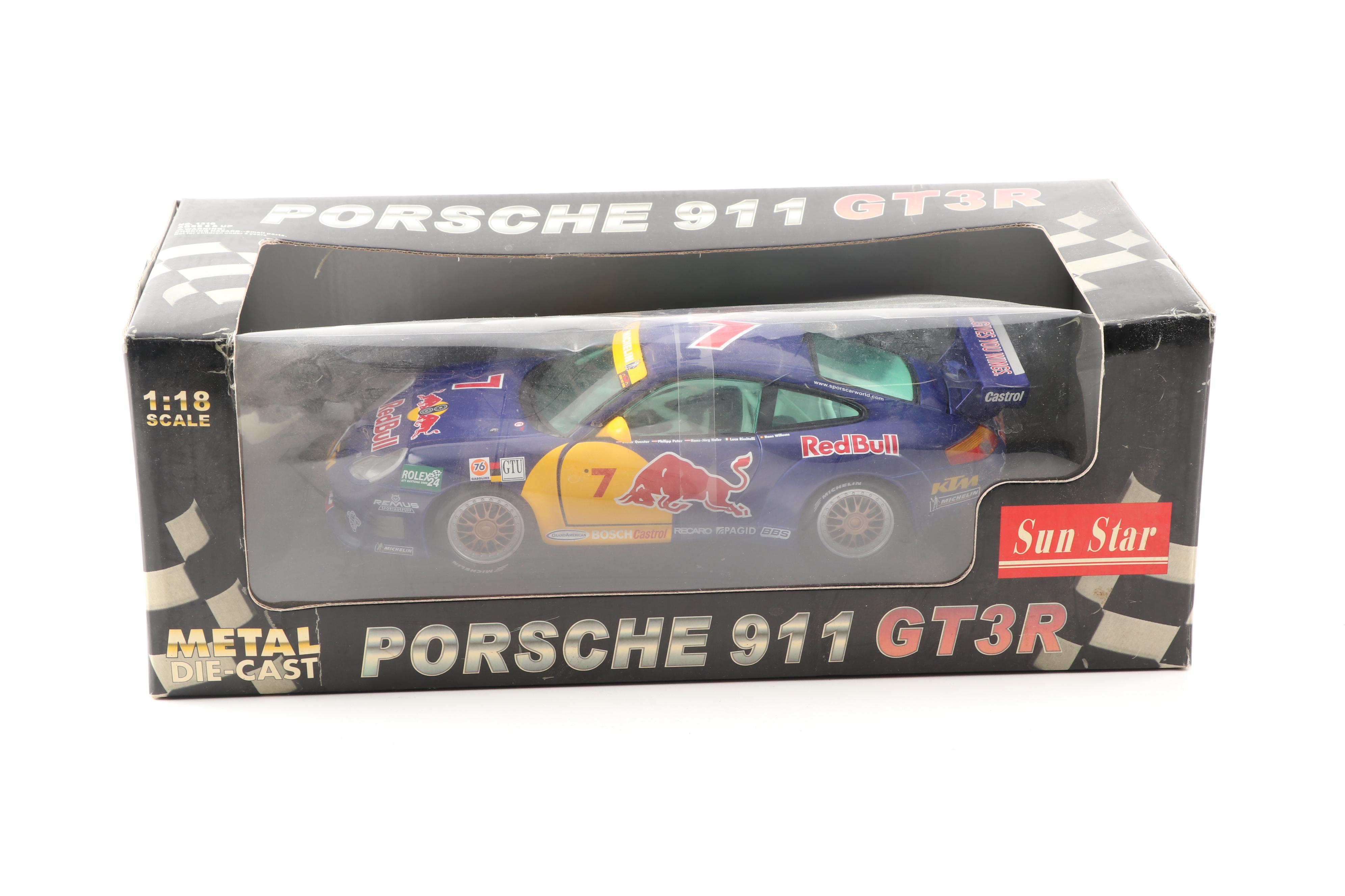 Mattel Testarossa Ferrari and Sunstar Porsche 911 GT3R Die Cast Toy Cars