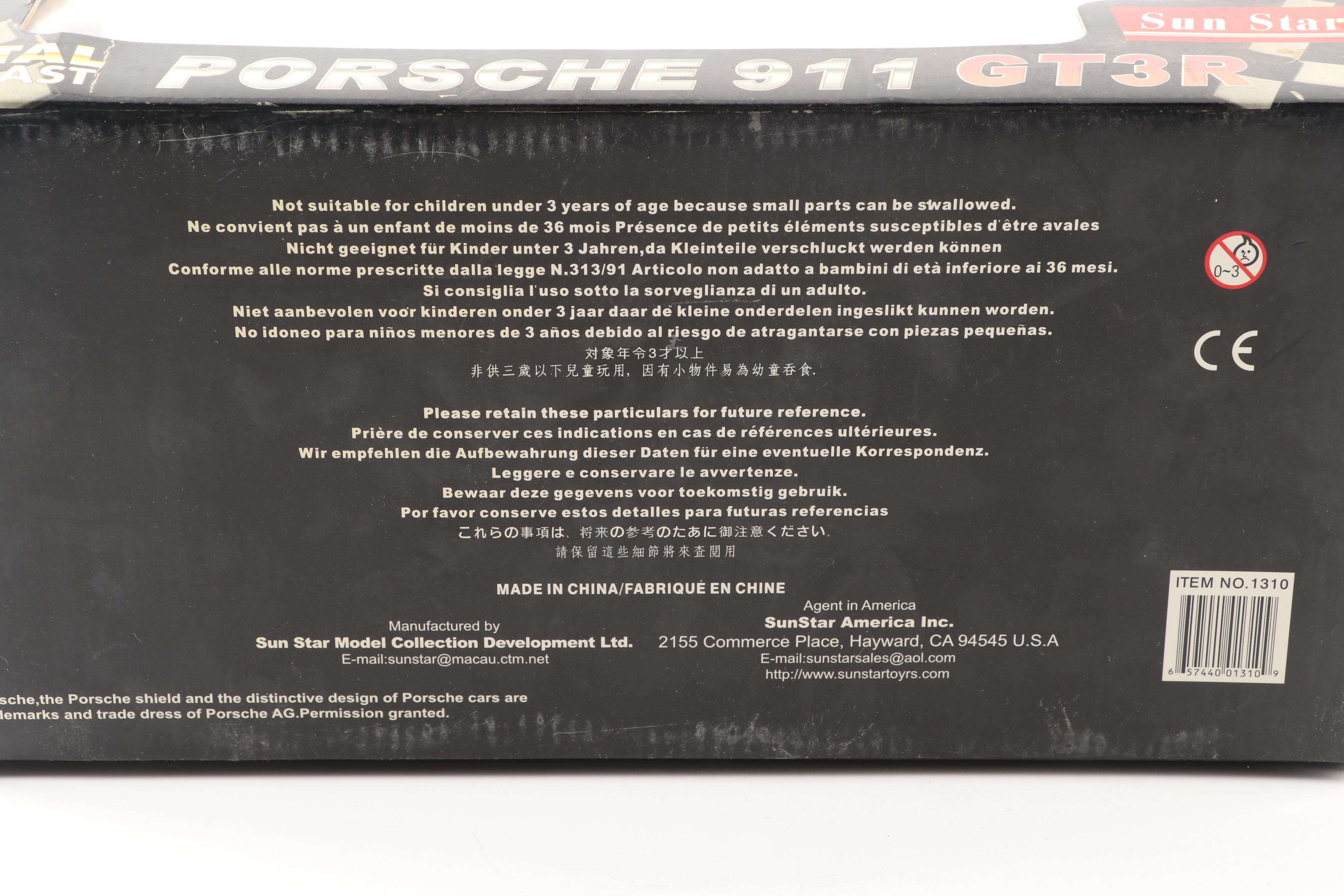 Mattel Testarossa Ferrari and Sunstar Porsche 911 GT3R Die Cast Toy Cars