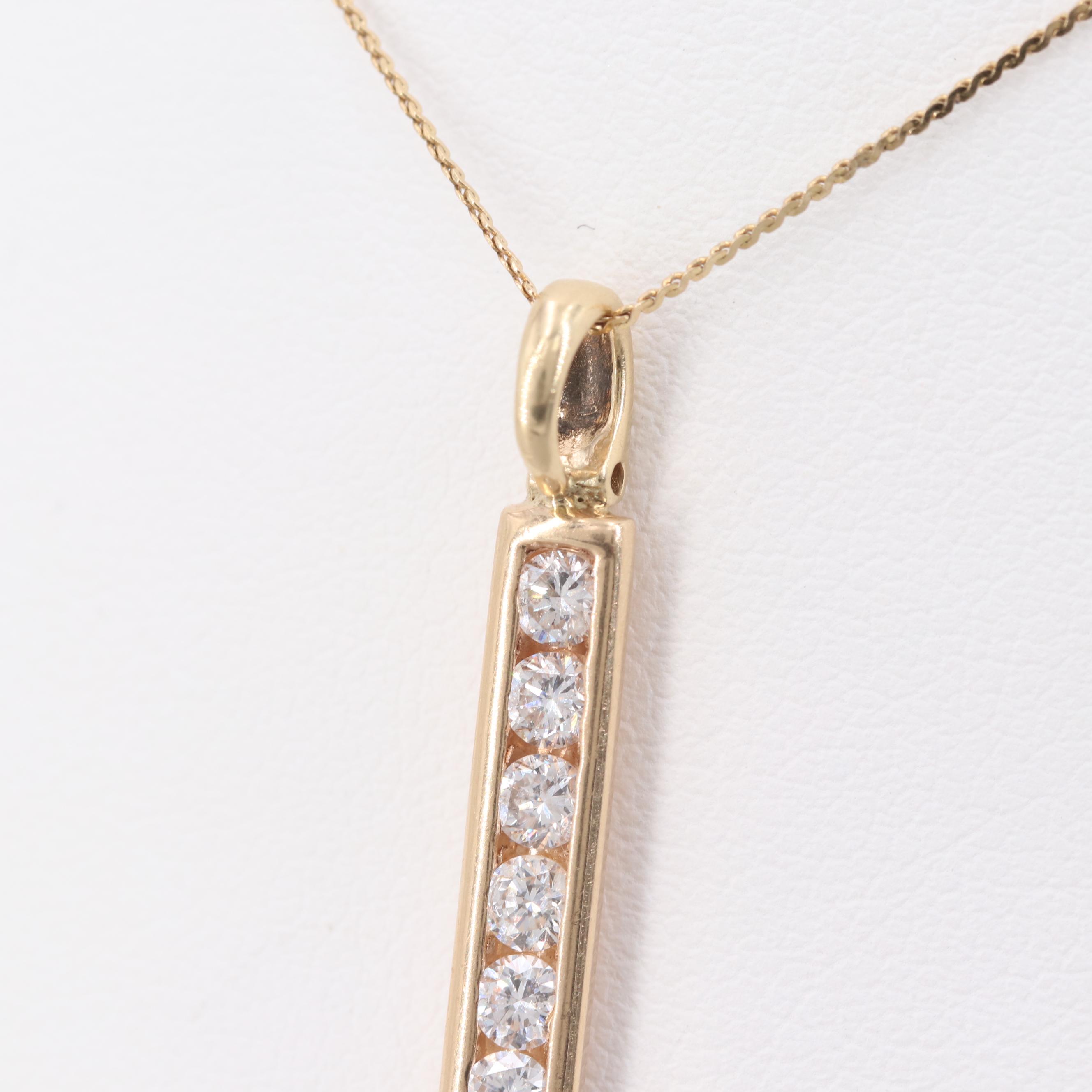 14K Yellow Gold Diamond Pendant Necklace