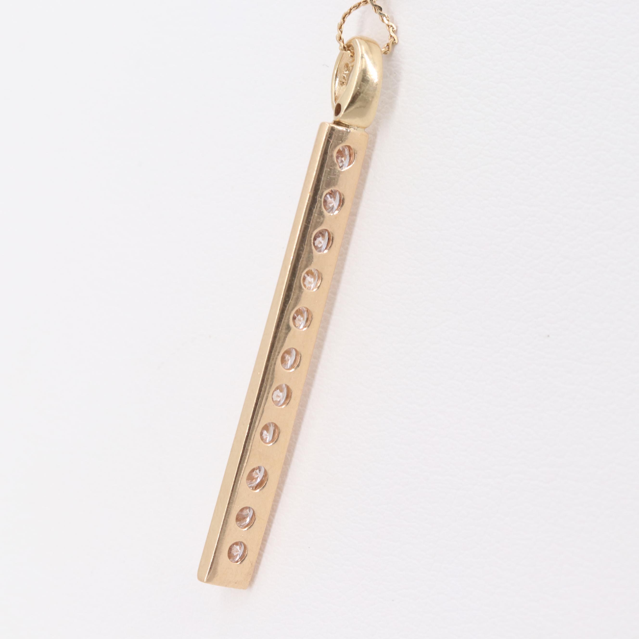 14K Yellow Gold Diamond Pendant Necklace