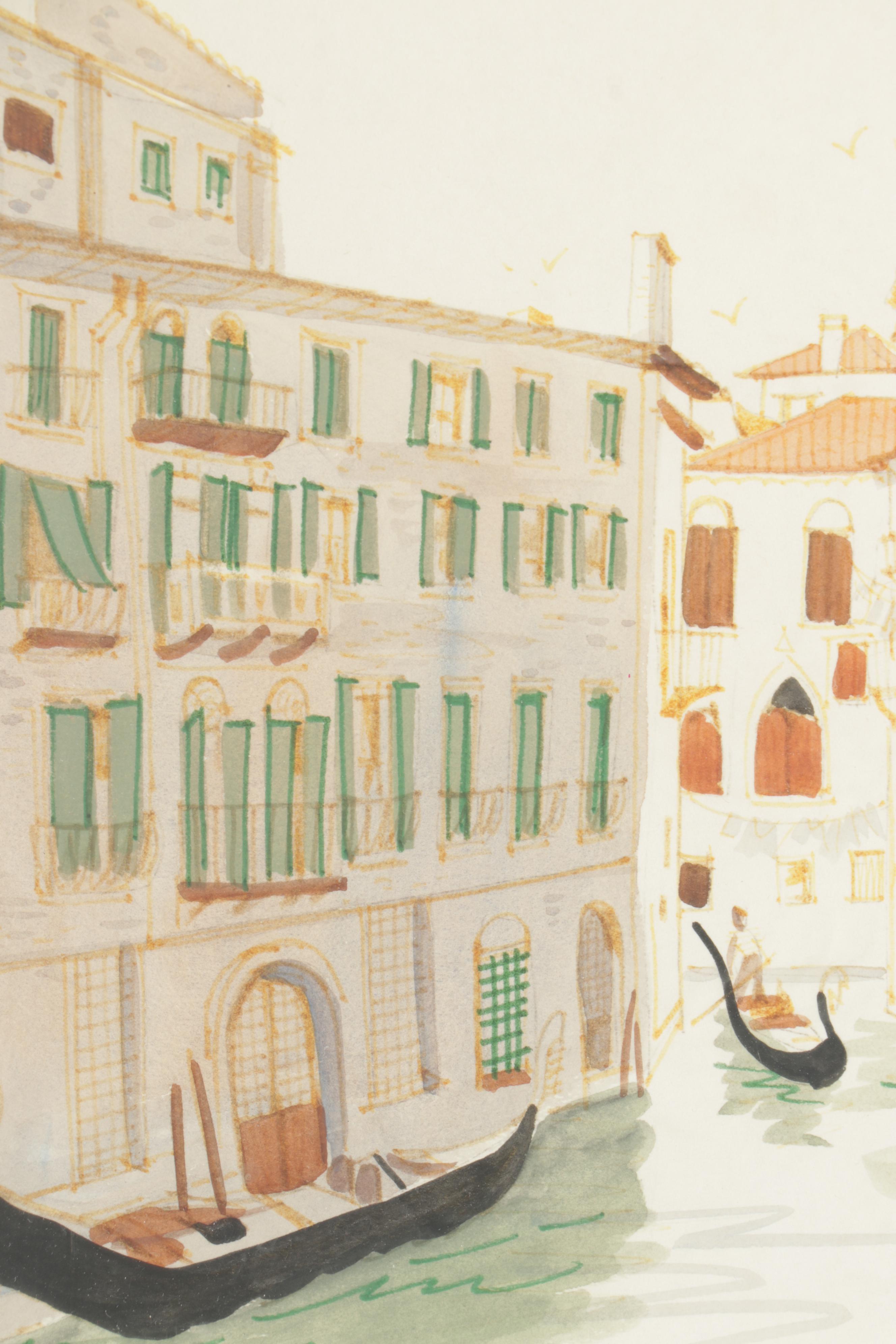 Mary Miller Salem Watercolor and Ink Drawing "Venice"