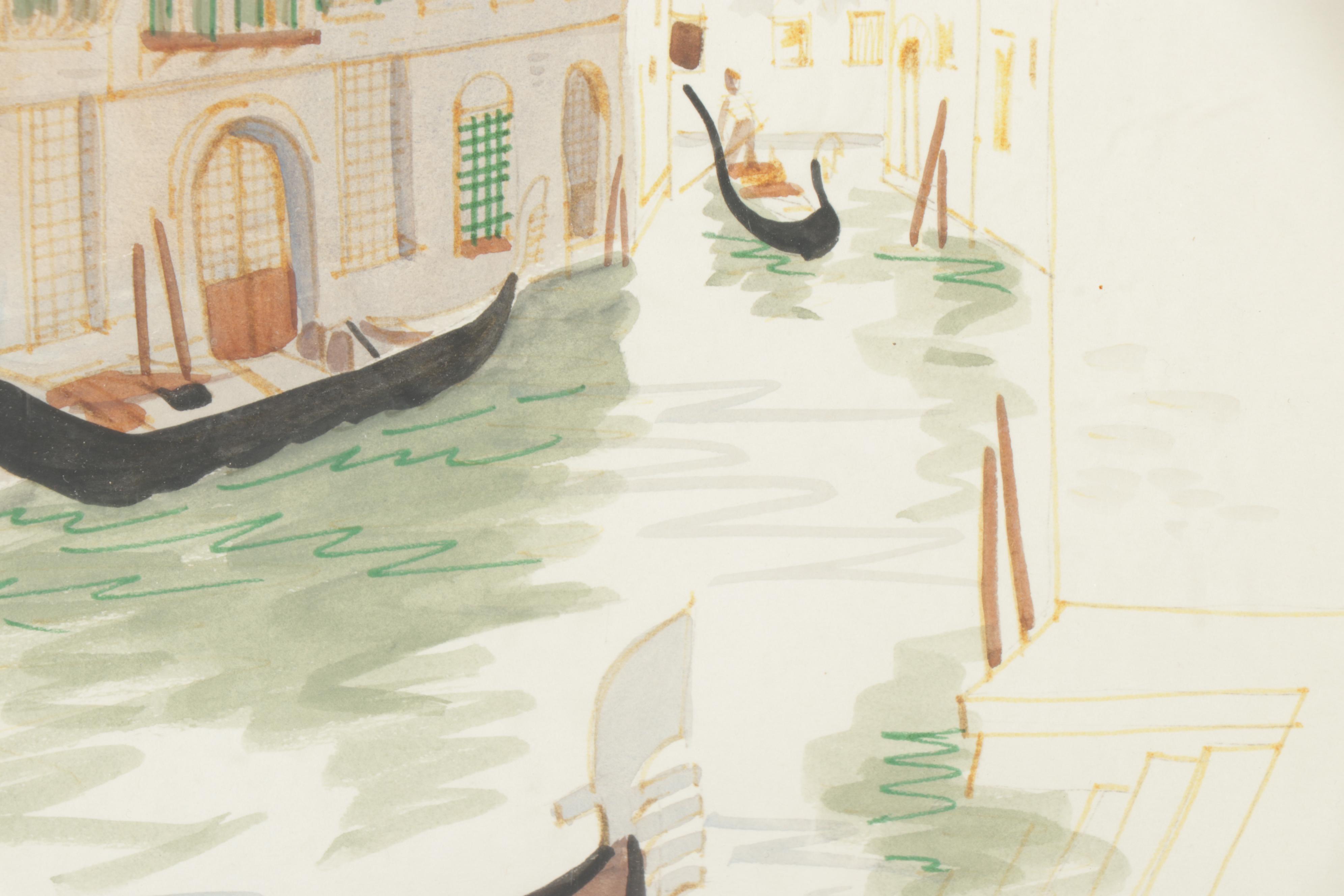 Mary Miller Salem Watercolor and Ink Drawing "Venice"