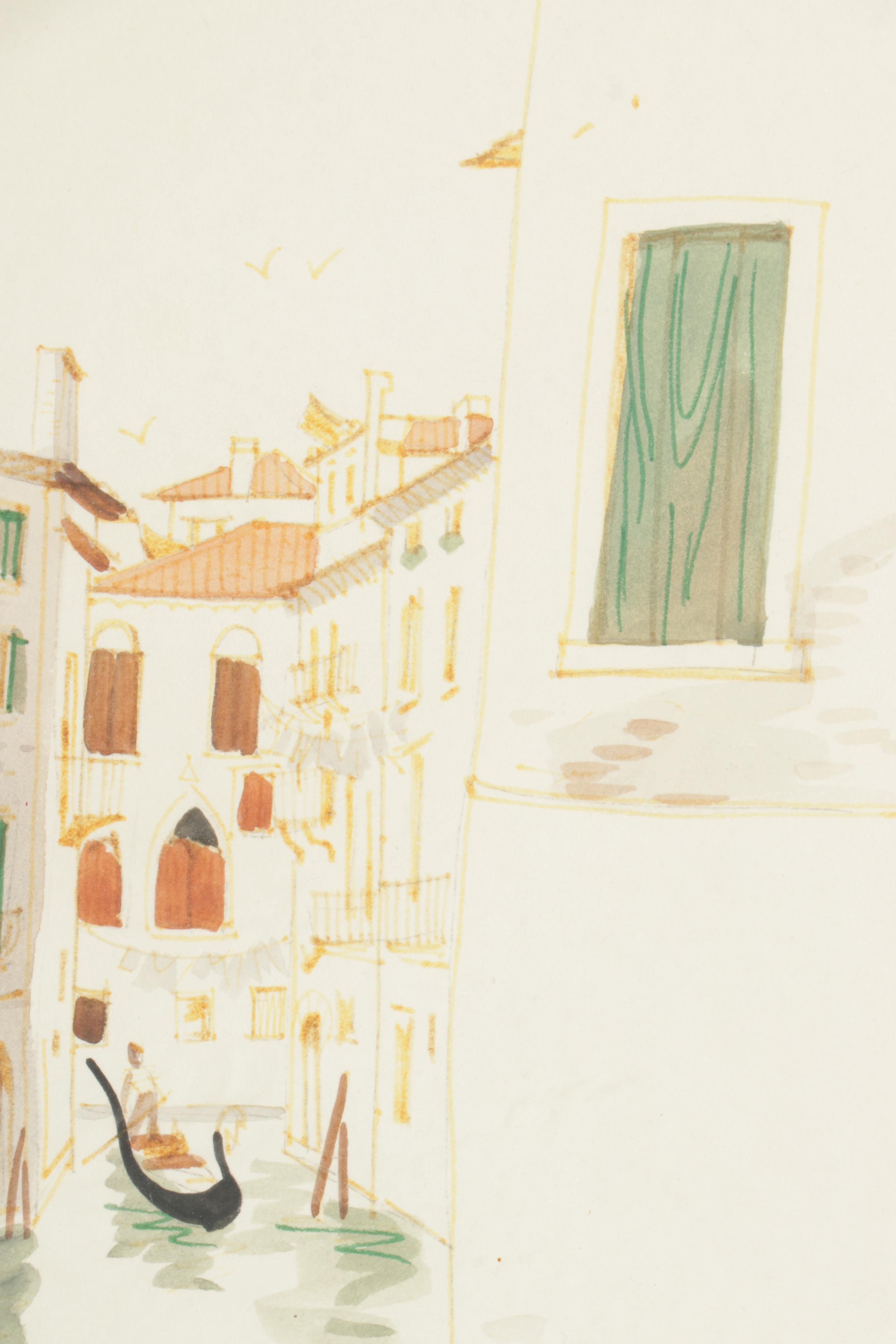 Mary Miller Salem Watercolor and Ink Drawing "Venice"