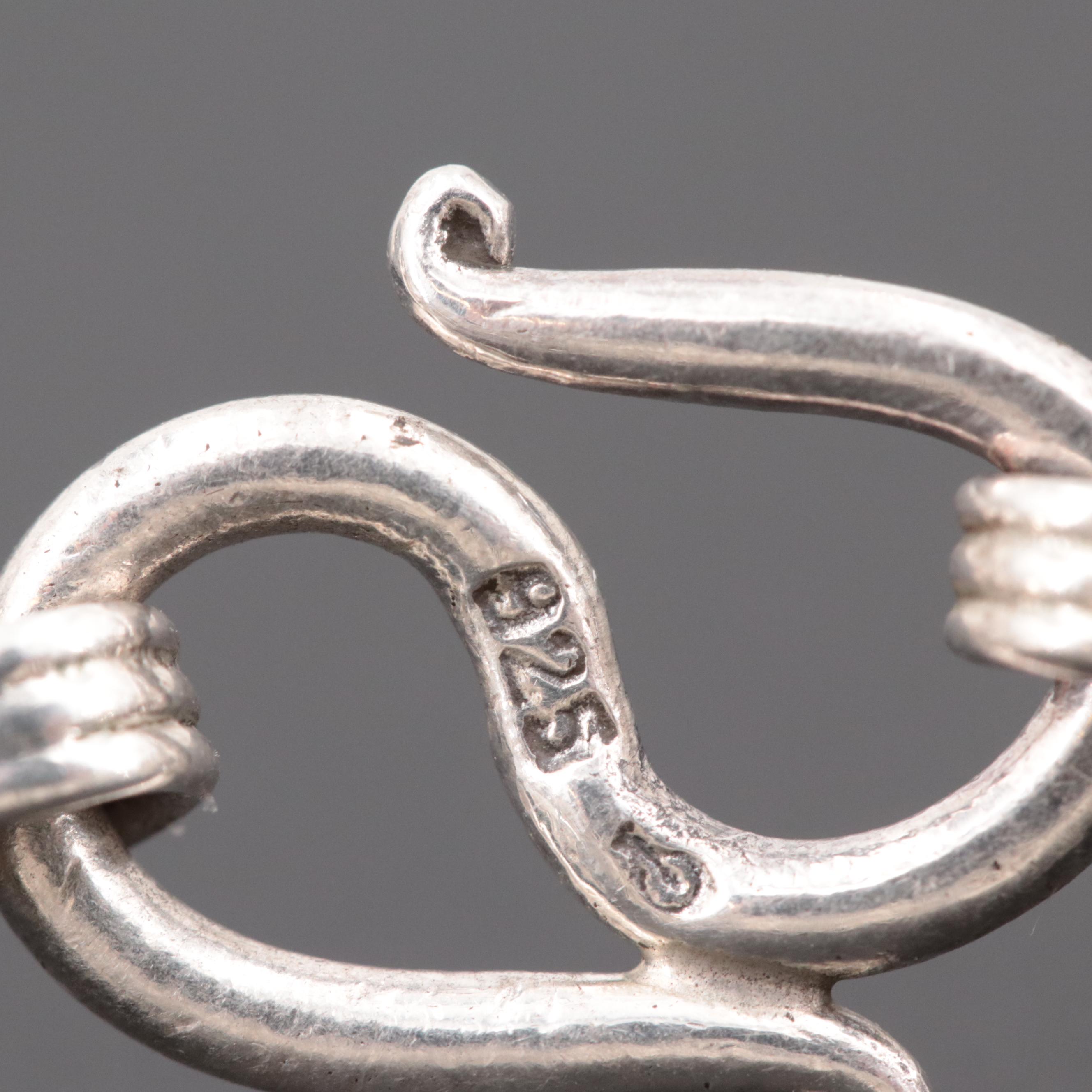 Sterling Silver Enamel Panel Link Bracelet