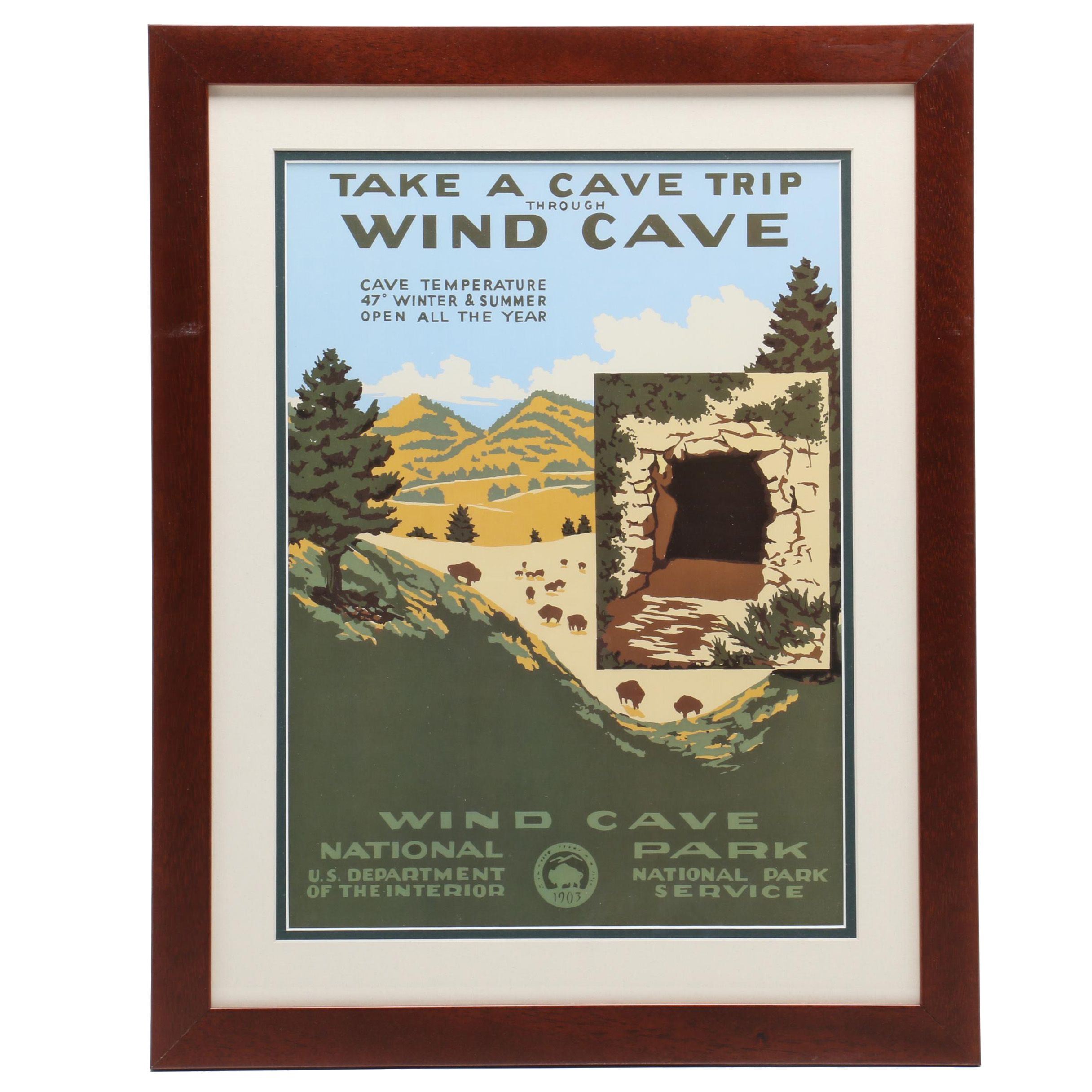 Reproduction after WPA Travel Poster for Wind Cave National Park