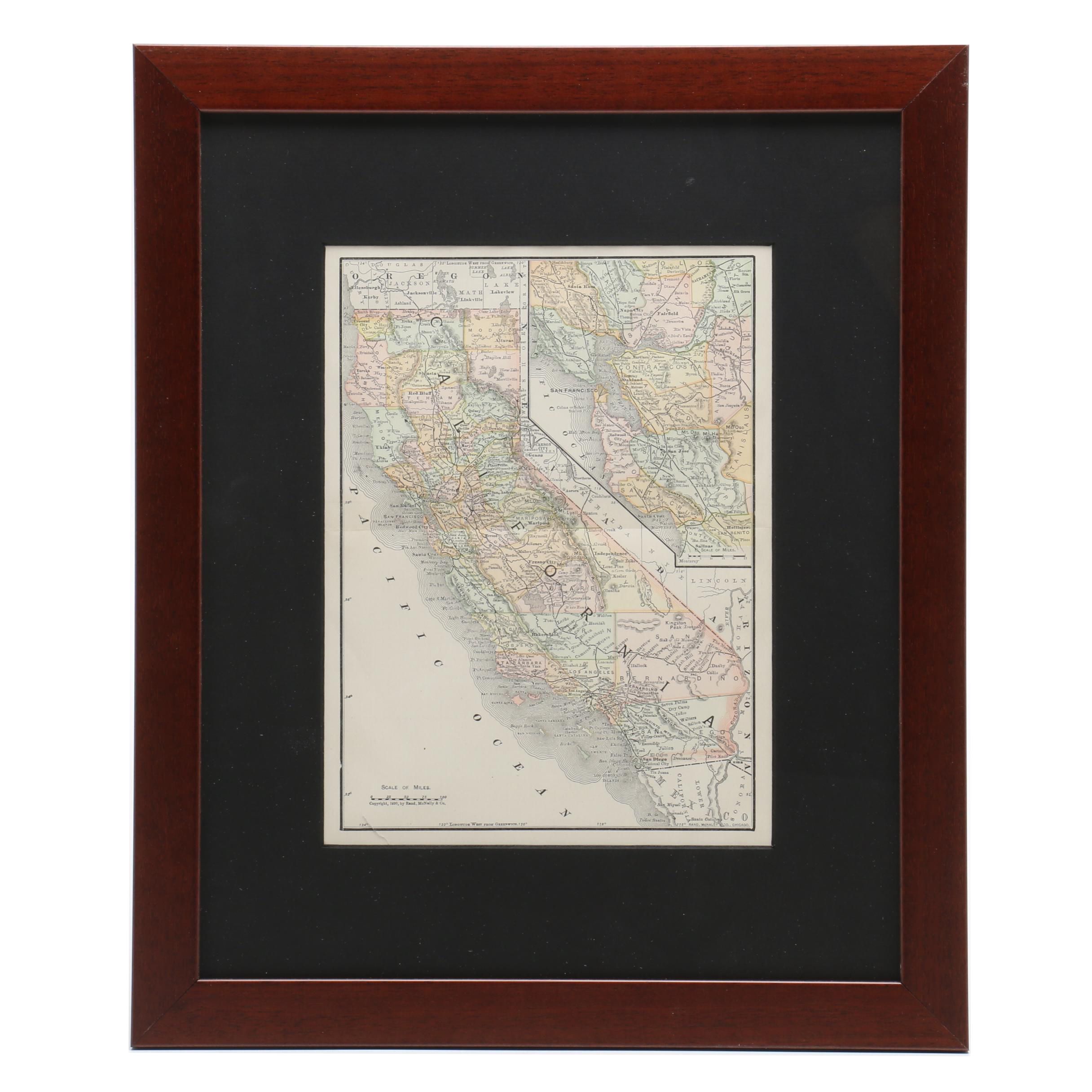 Antique Rand McNally Map of California
