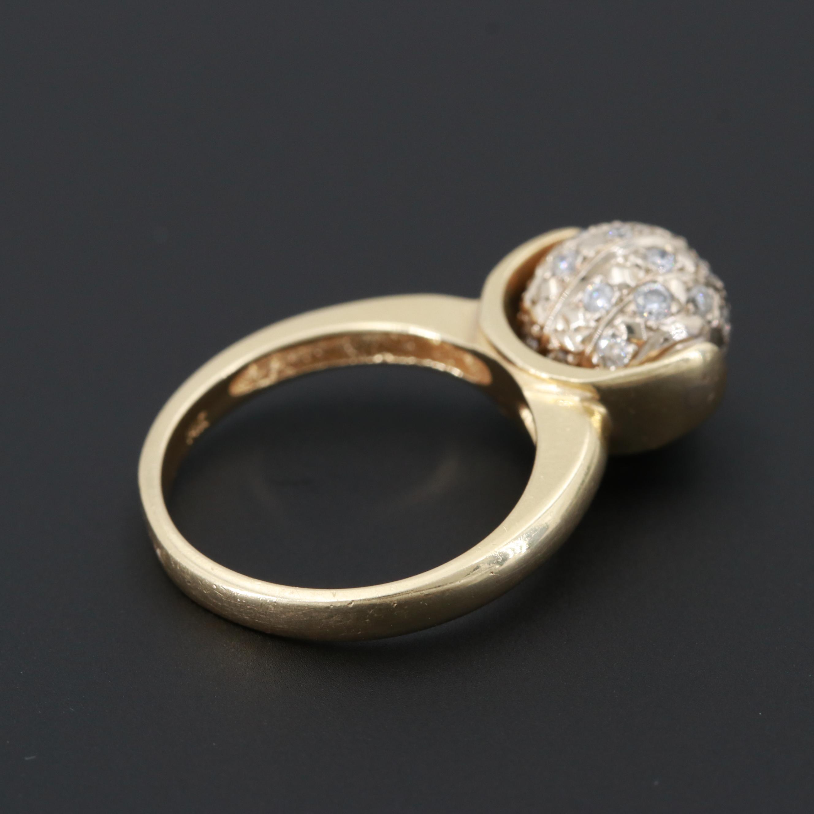14K Yellow Gold Diamond Spinner Ring