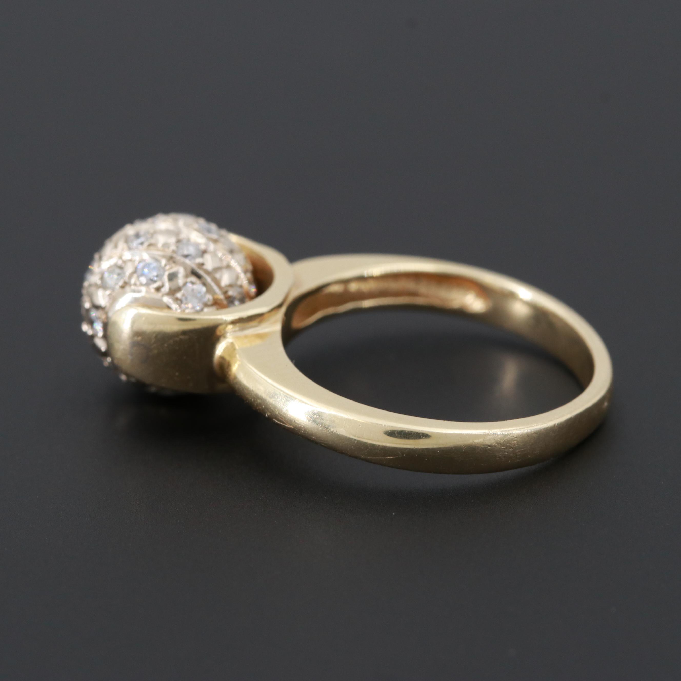 14K Yellow Gold Diamond Spinner Ring