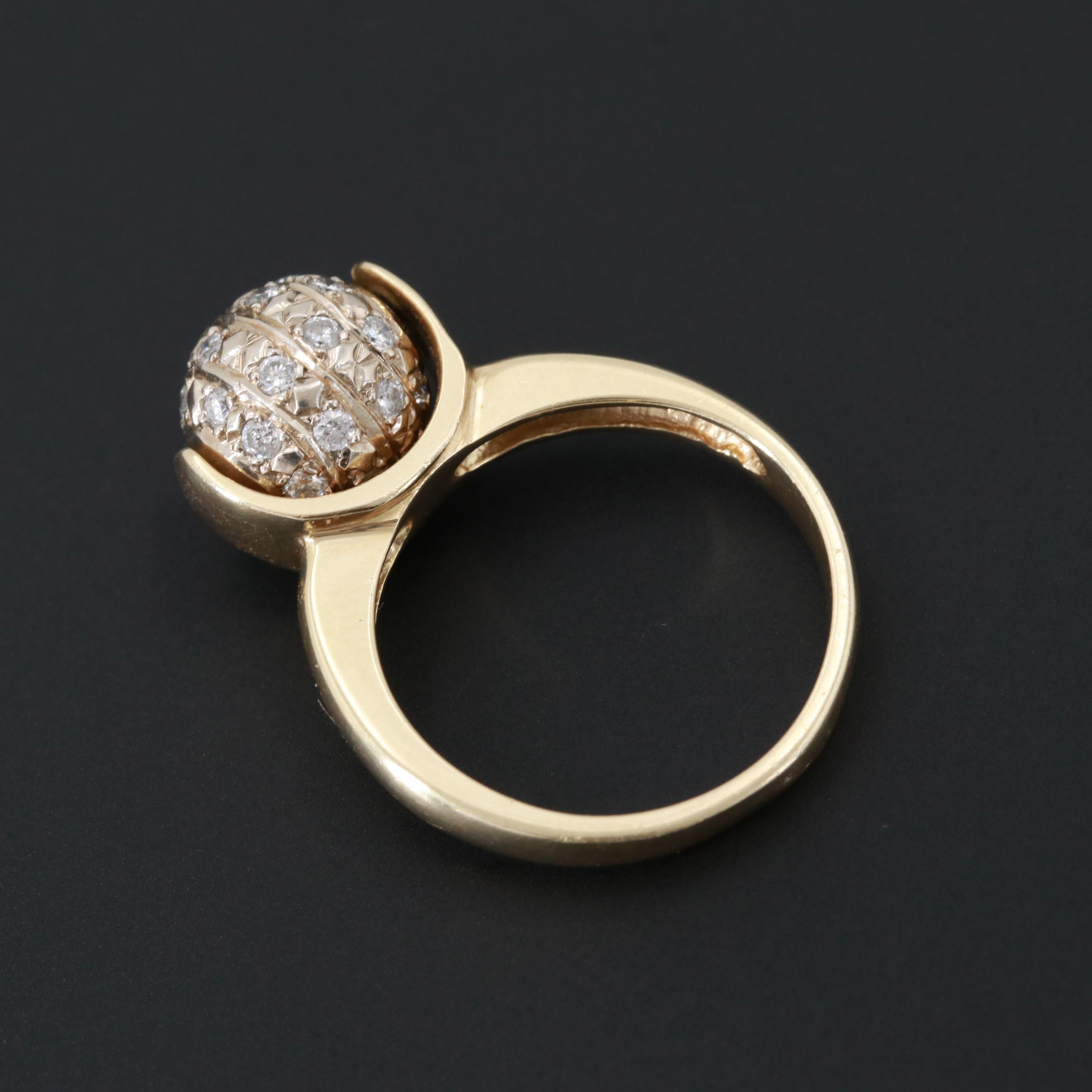 14K Yellow Gold Diamond Spinner Ring