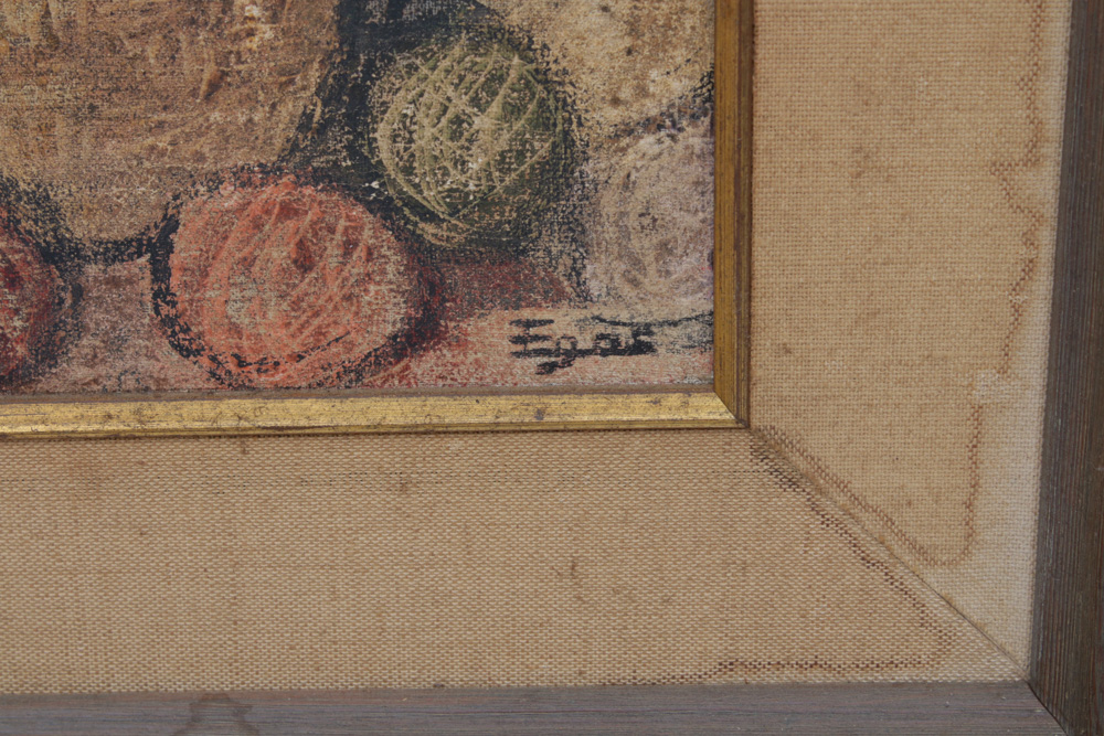 Camilo Egas Ecuadorian Market Scene Mixed Media Painting