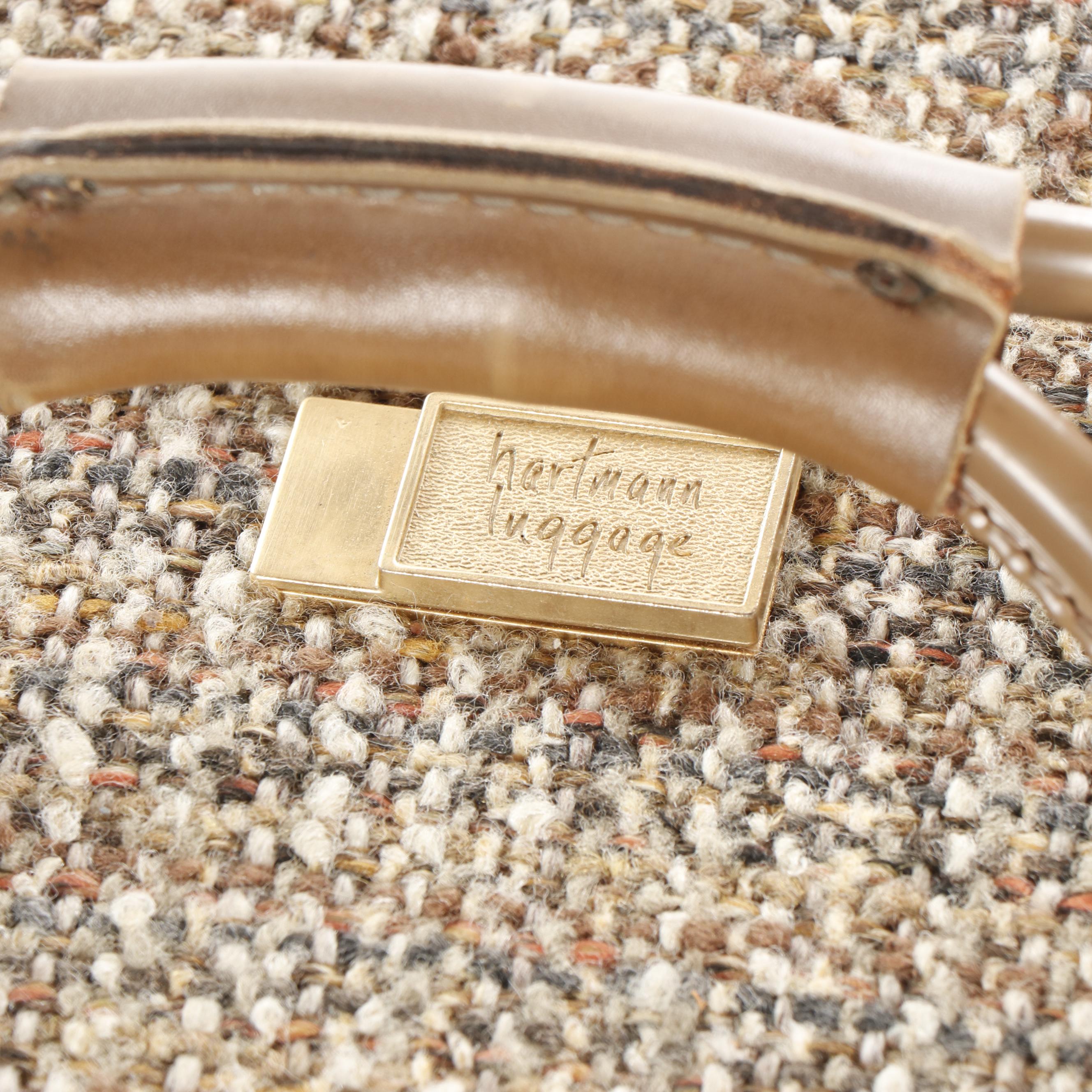 Tweed Hartmann Luggage with Leather Trim, 1970s Vintage