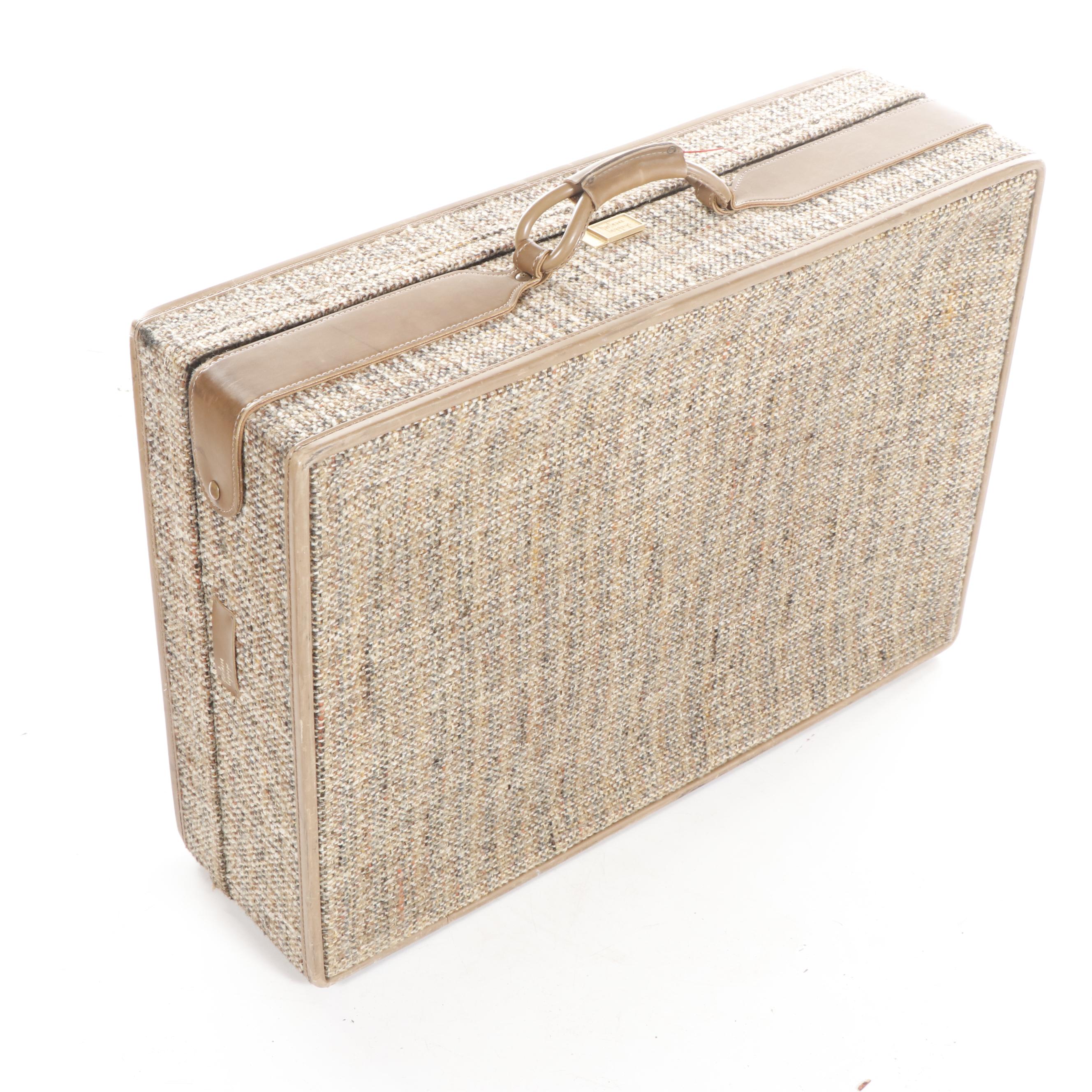 Tweed Hartmann Luggage with Leather Trim, 1970s Vintage
