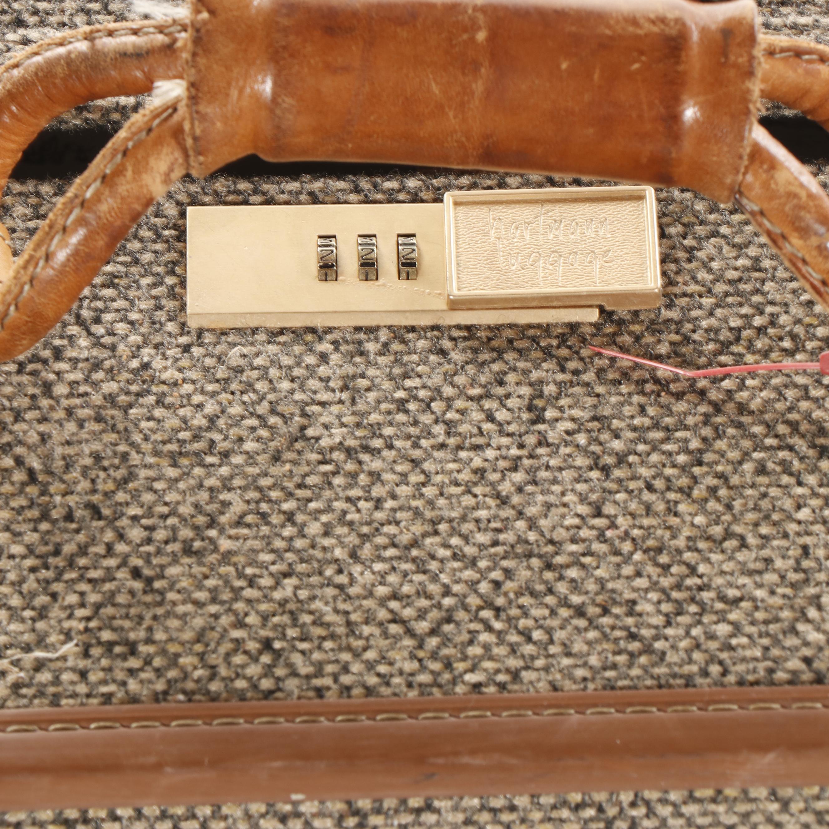 Tweed Hartmann Luggage with Leather Trim, 1970s Vintage