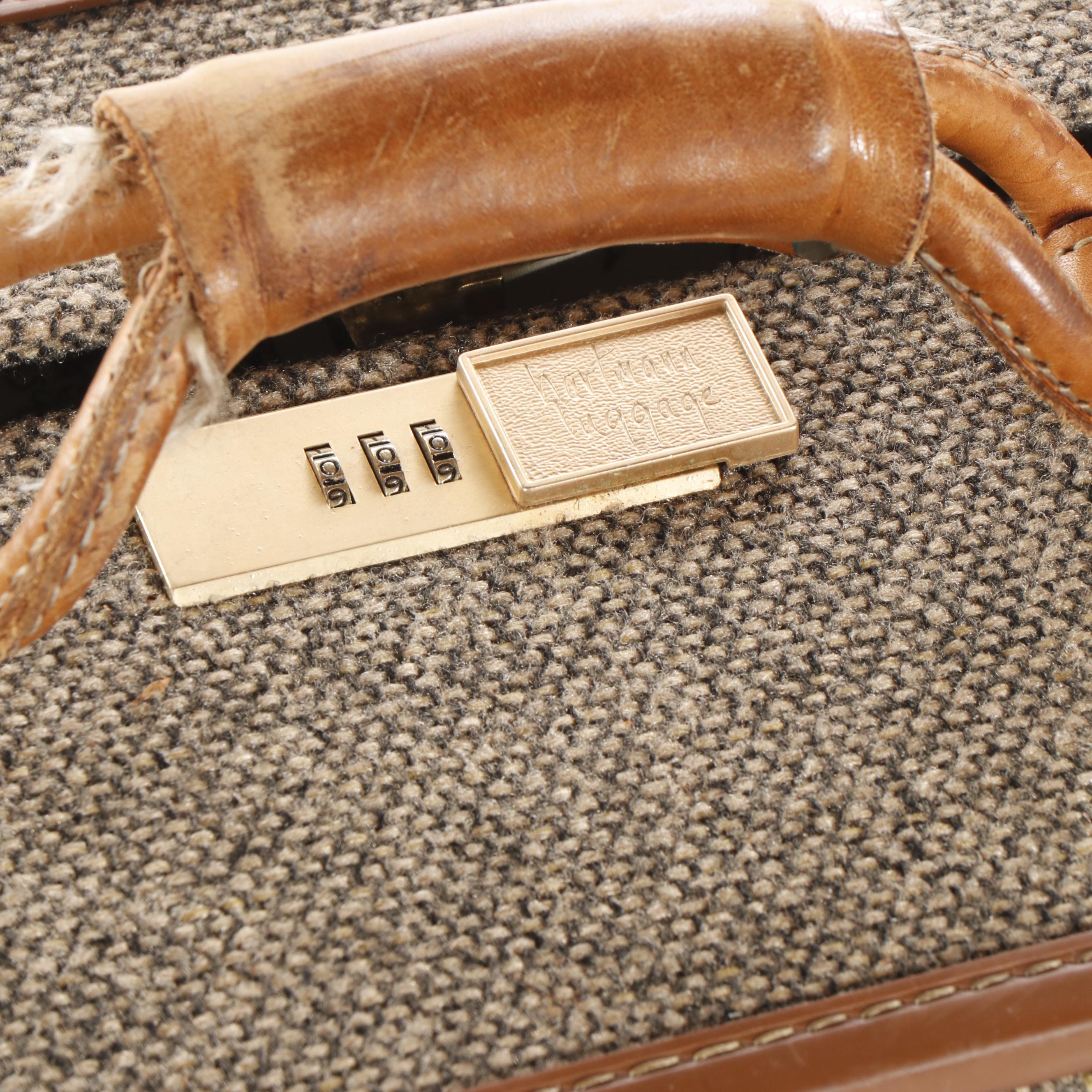 Tweed Hartmann Luggage with Leather Trim, 1970s Vintage