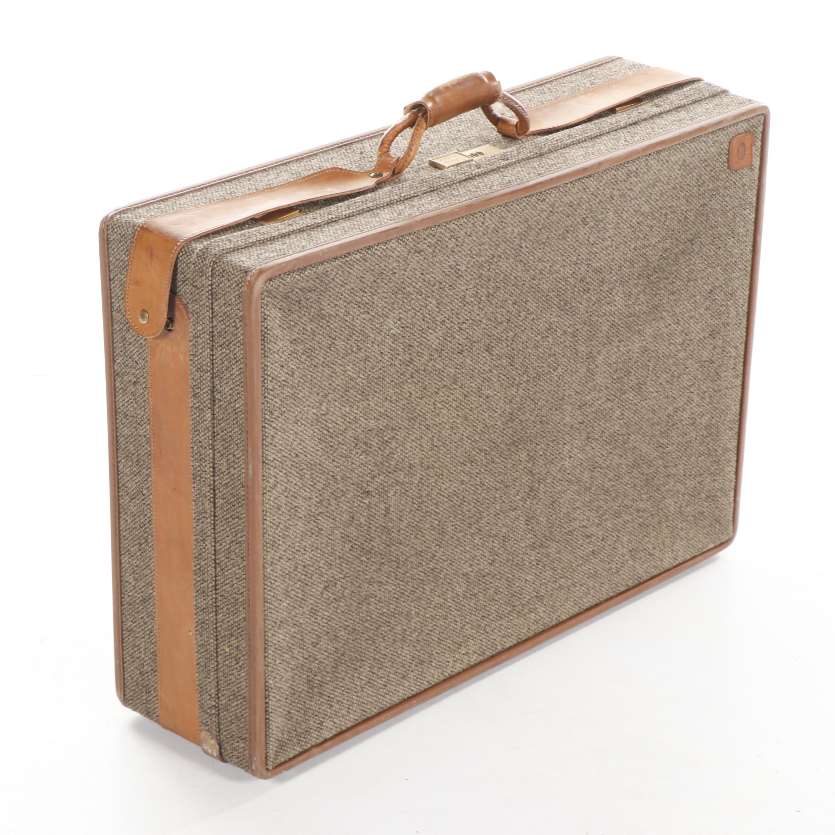 Tweed Hartmann Luggage with Leather Trim, 1970s Vintage