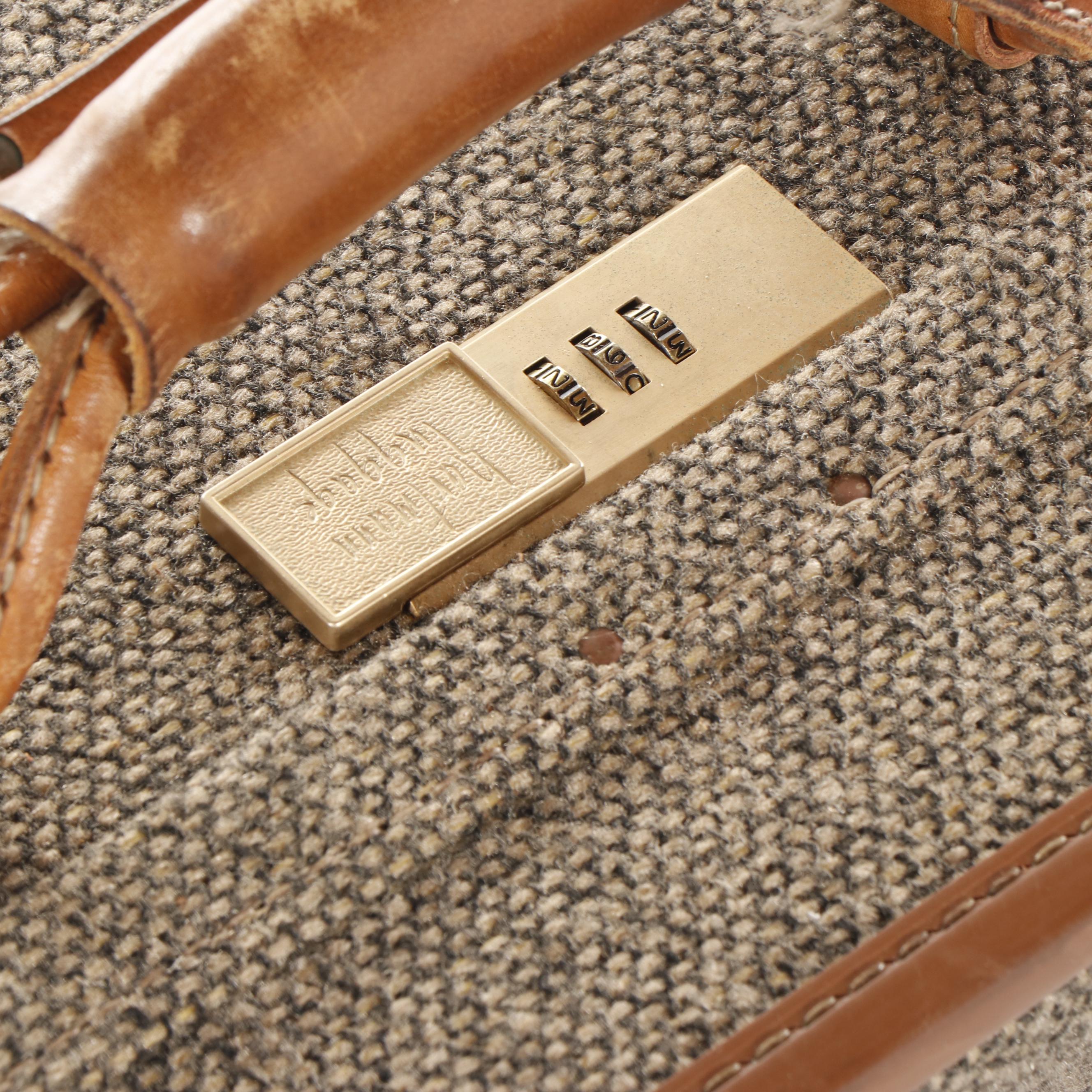 Tweed Hartmann Luggage with Leather Trim, 1970s Vintage