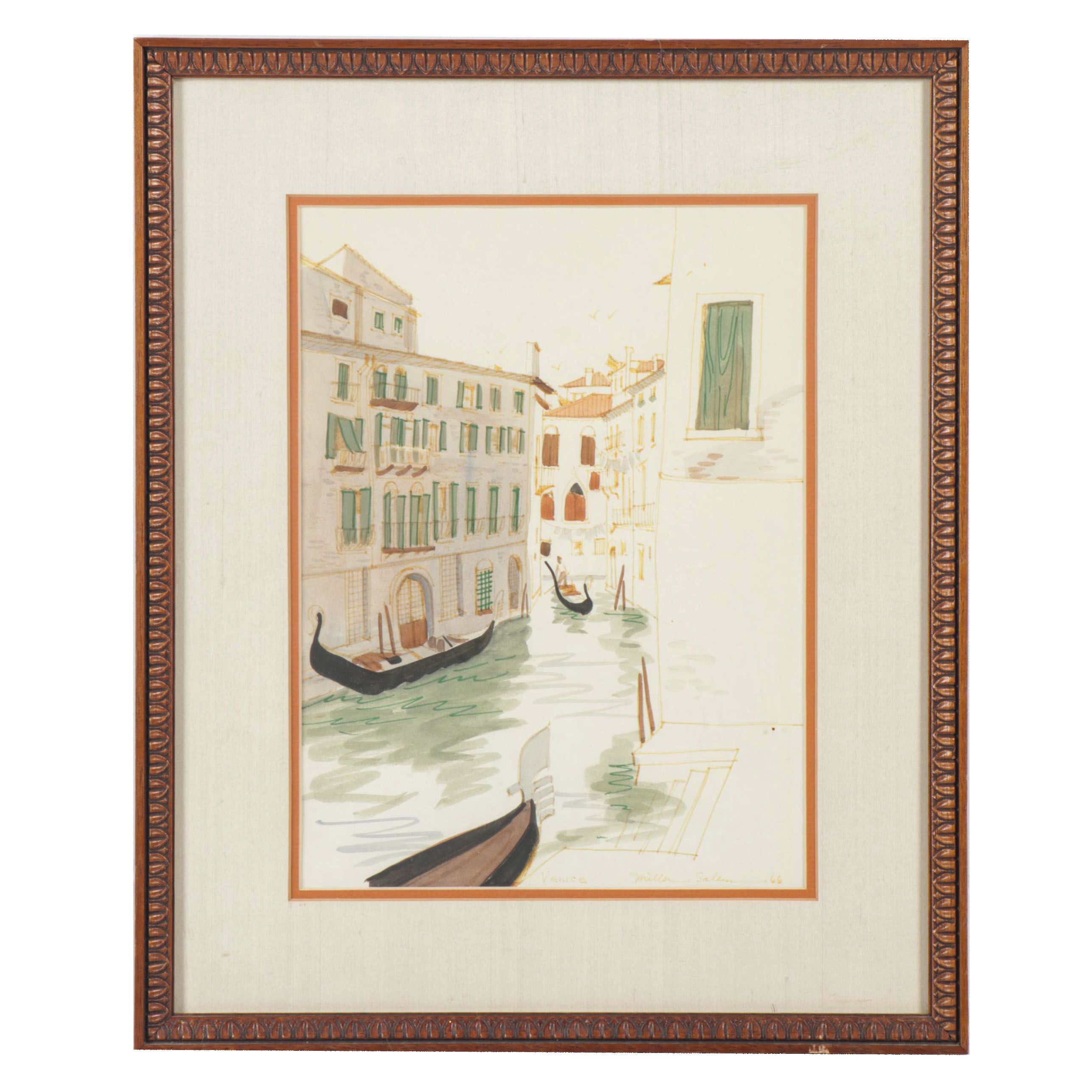 Mary Miller Salem Watercolor and Ink Drawing "Venice"