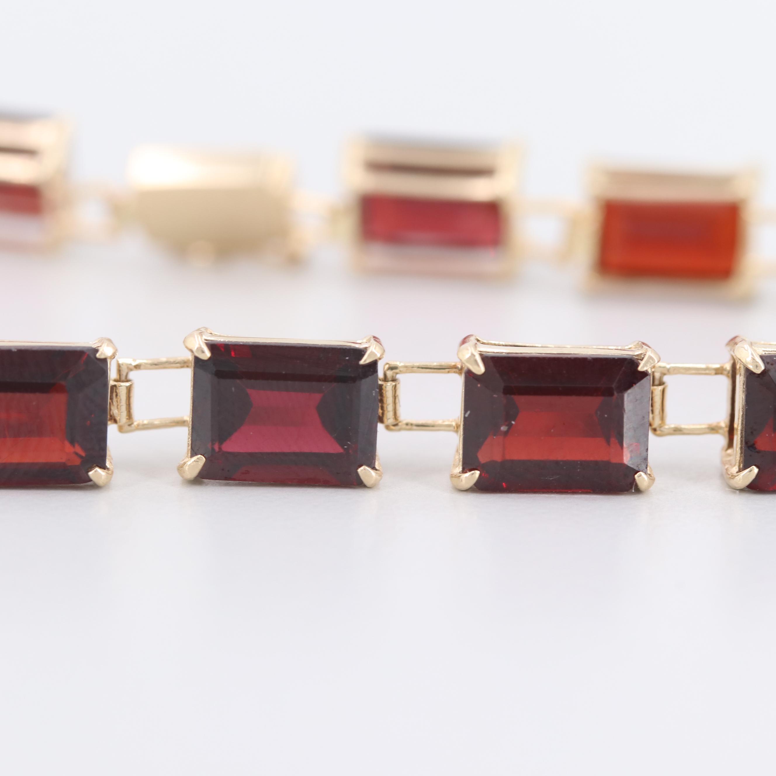 14K Yellow Gold Garnet Bracelet