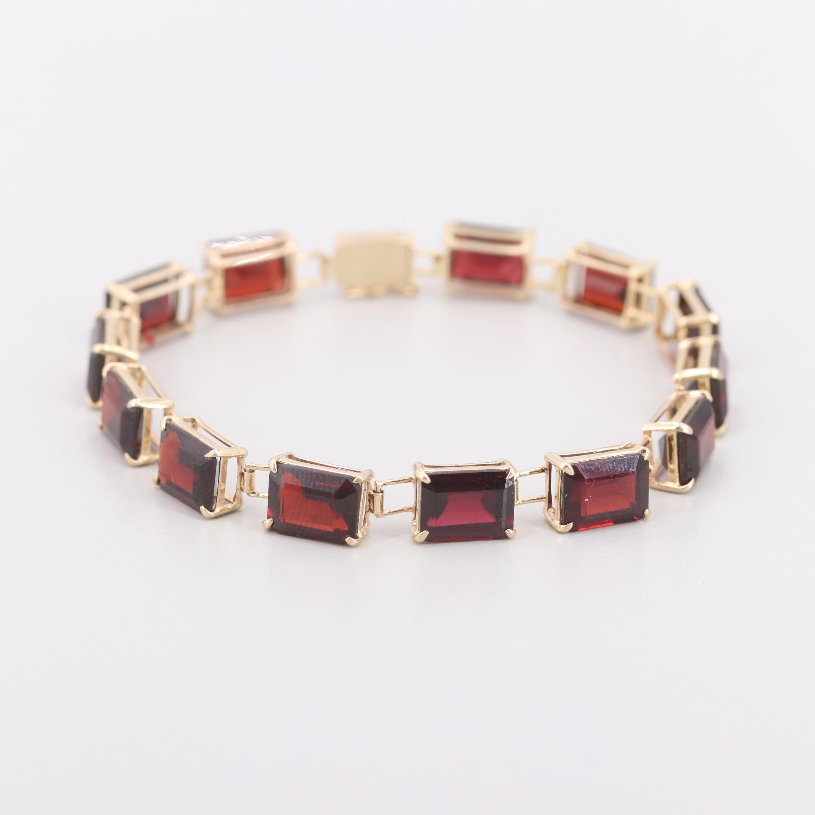 14K Yellow Gold Garnet Bracelet