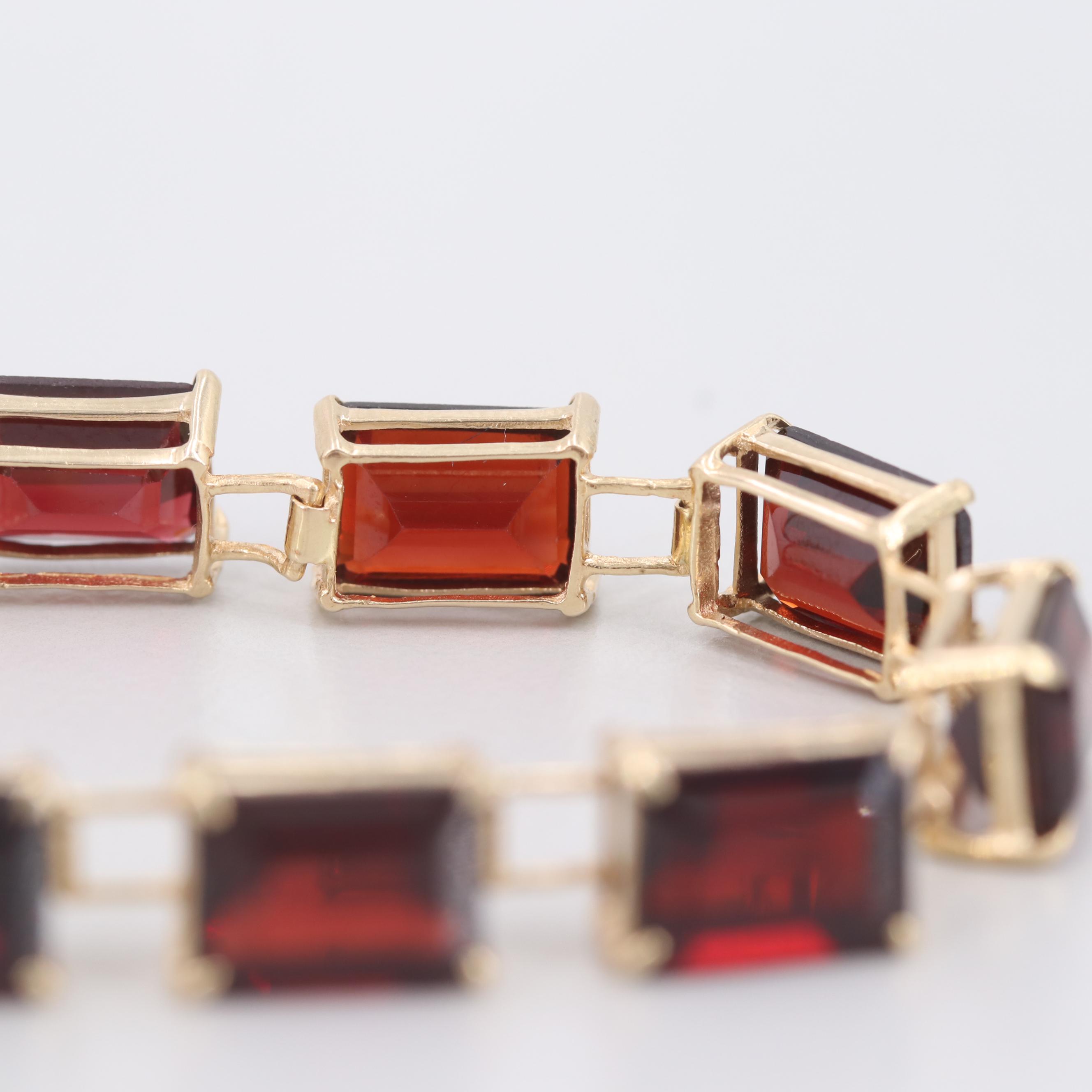 14K Yellow Gold Garnet Bracelet