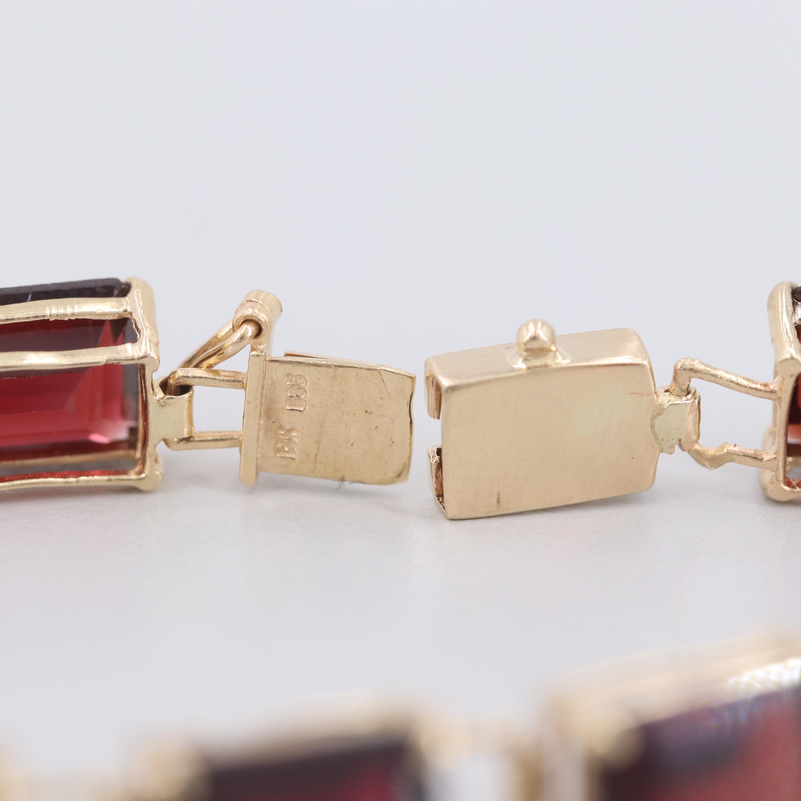 14K Yellow Gold Garnet Bracelet