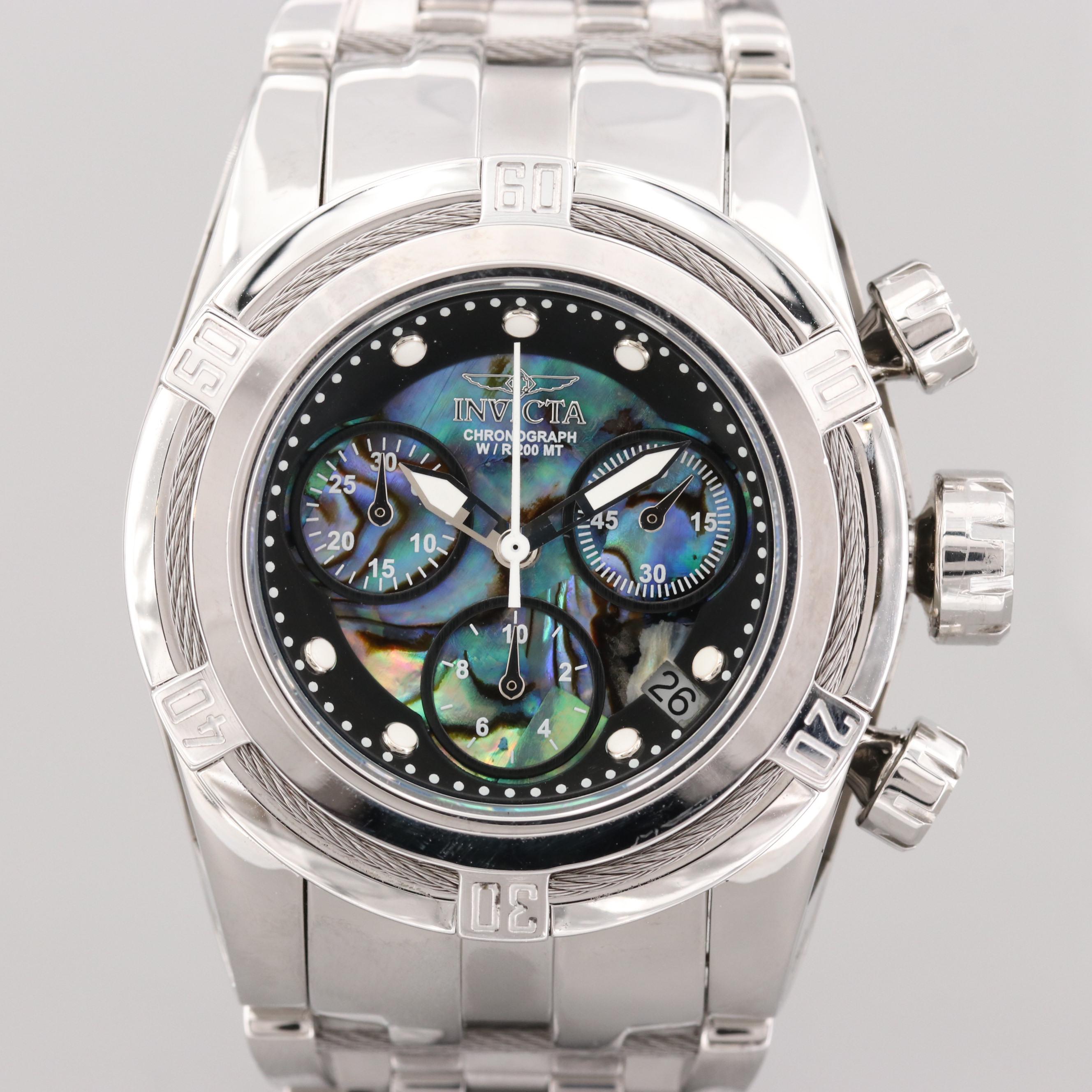 Invicta Bolt Zeus Stainless Steel Quartz Chronograph Watch and Abalone Dial