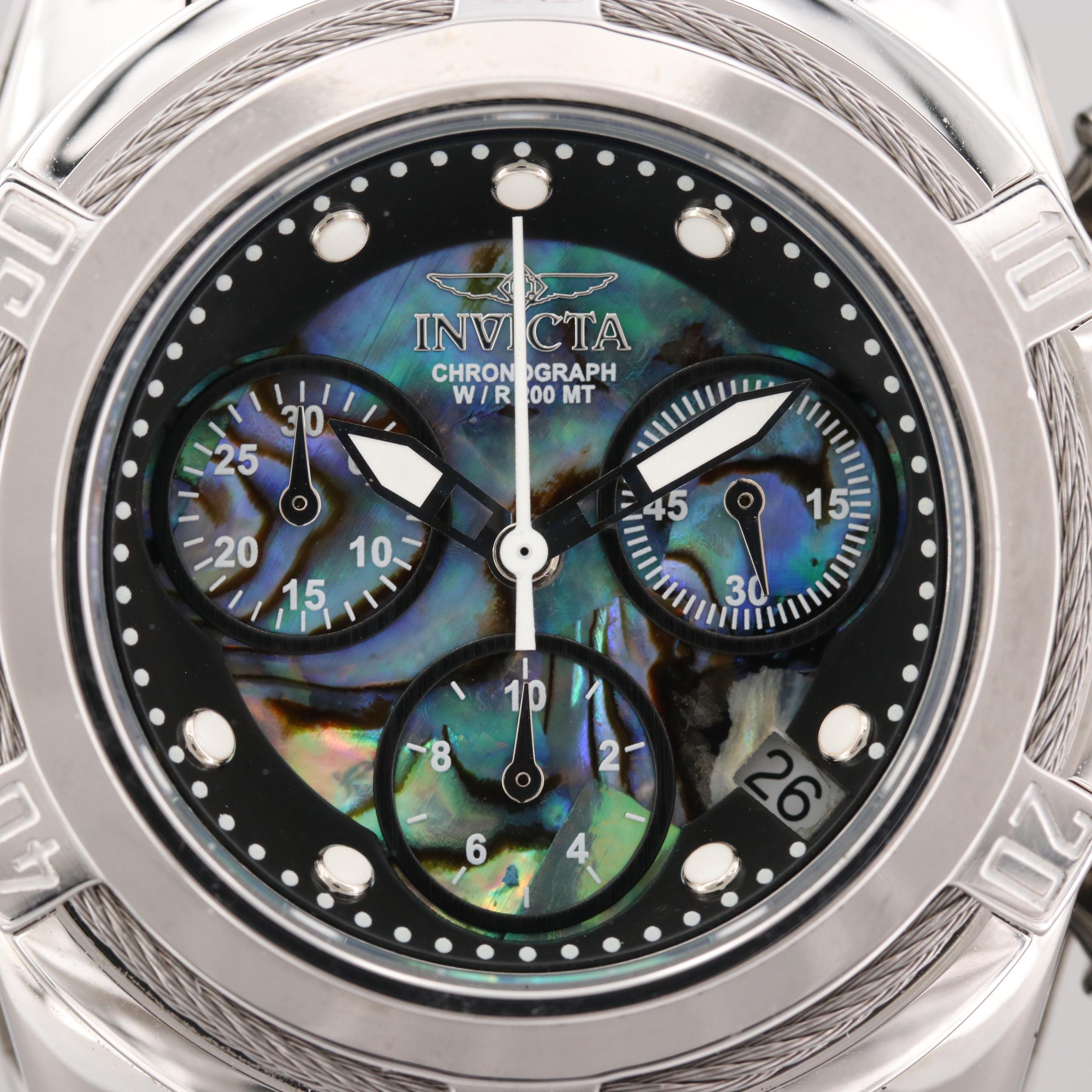 Invicta Bolt Zeus Stainless Steel Quartz Chronograph Watch and Abalone Dial