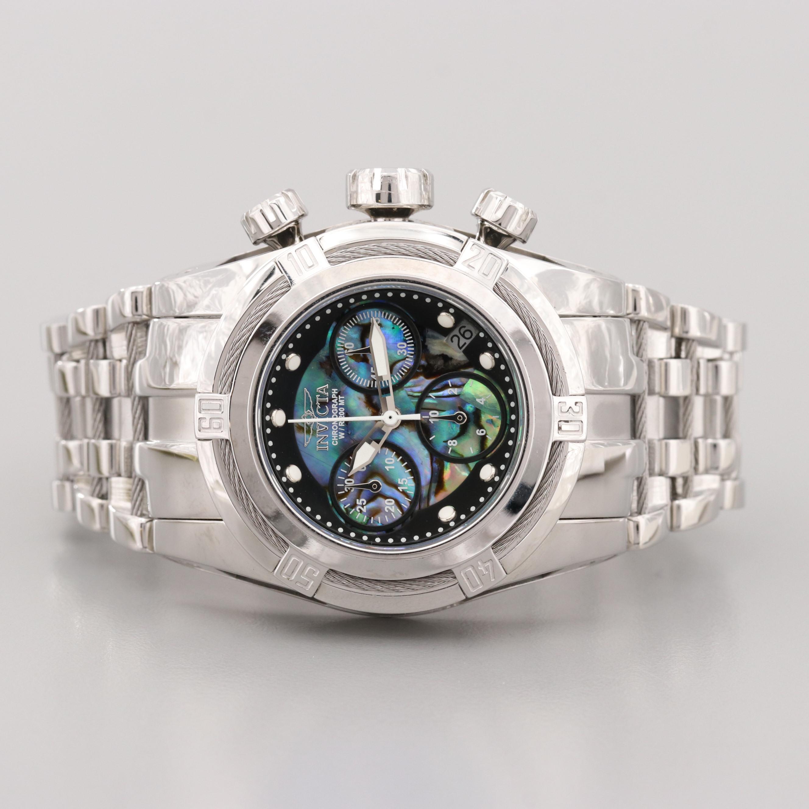 Invicta Bolt Zeus Stainless Steel Quartz Chronograph Watch and Abalone Dial