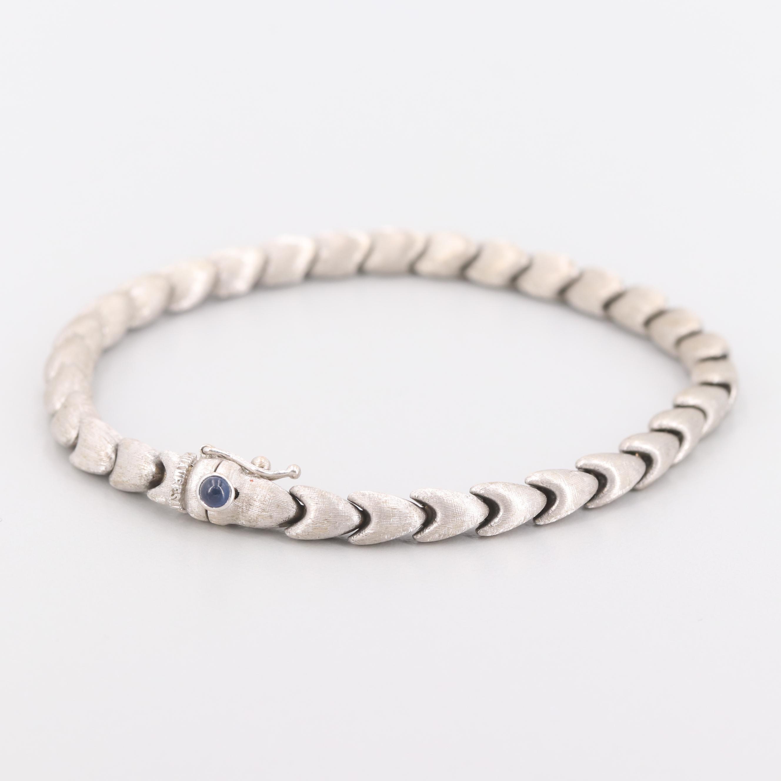 Chiampesan Fabris 18K White Gold Blue Sapphire Satin Finish Bracelet