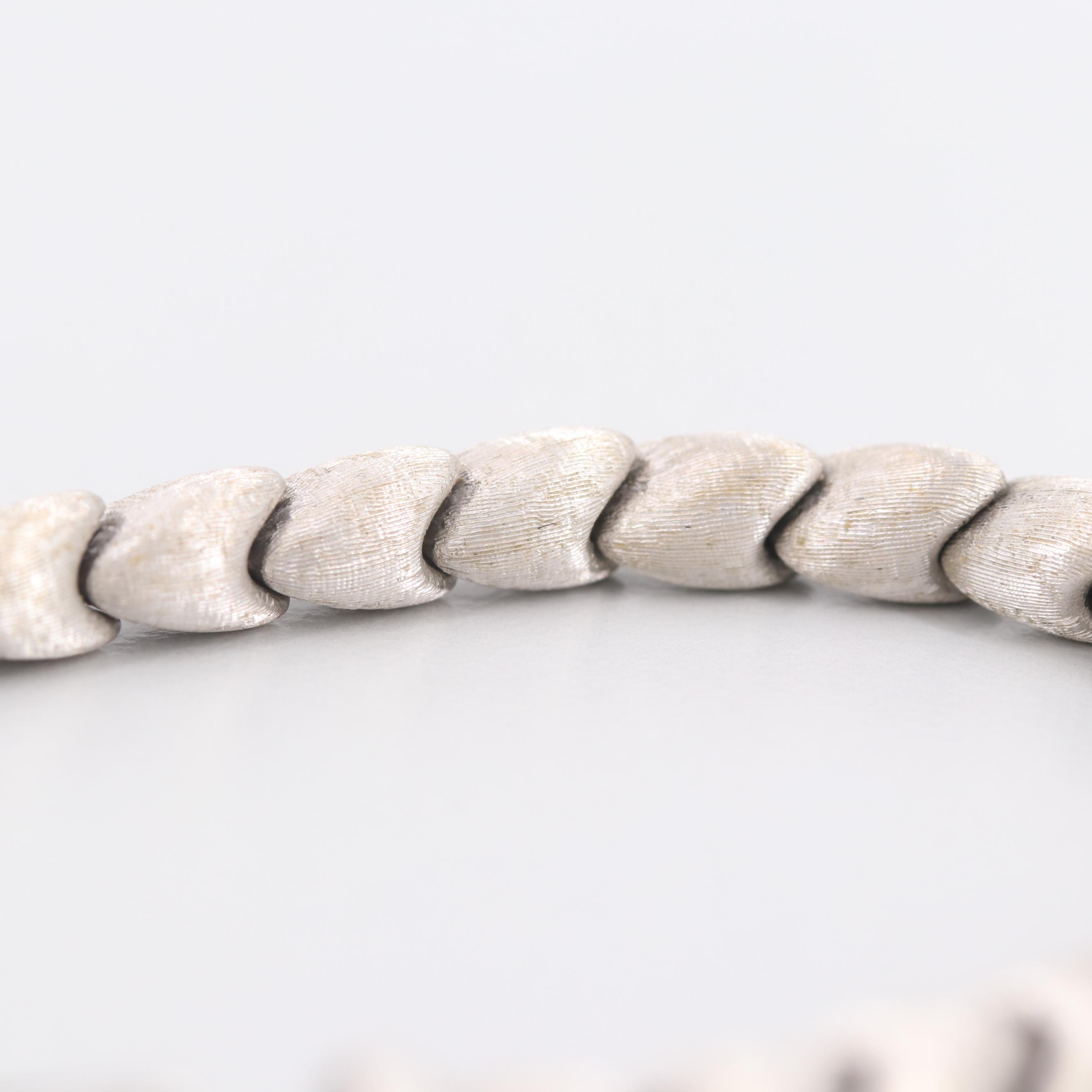 Chiampesan Fabris 18K White Gold Blue Sapphire Satin Finish Bracelet