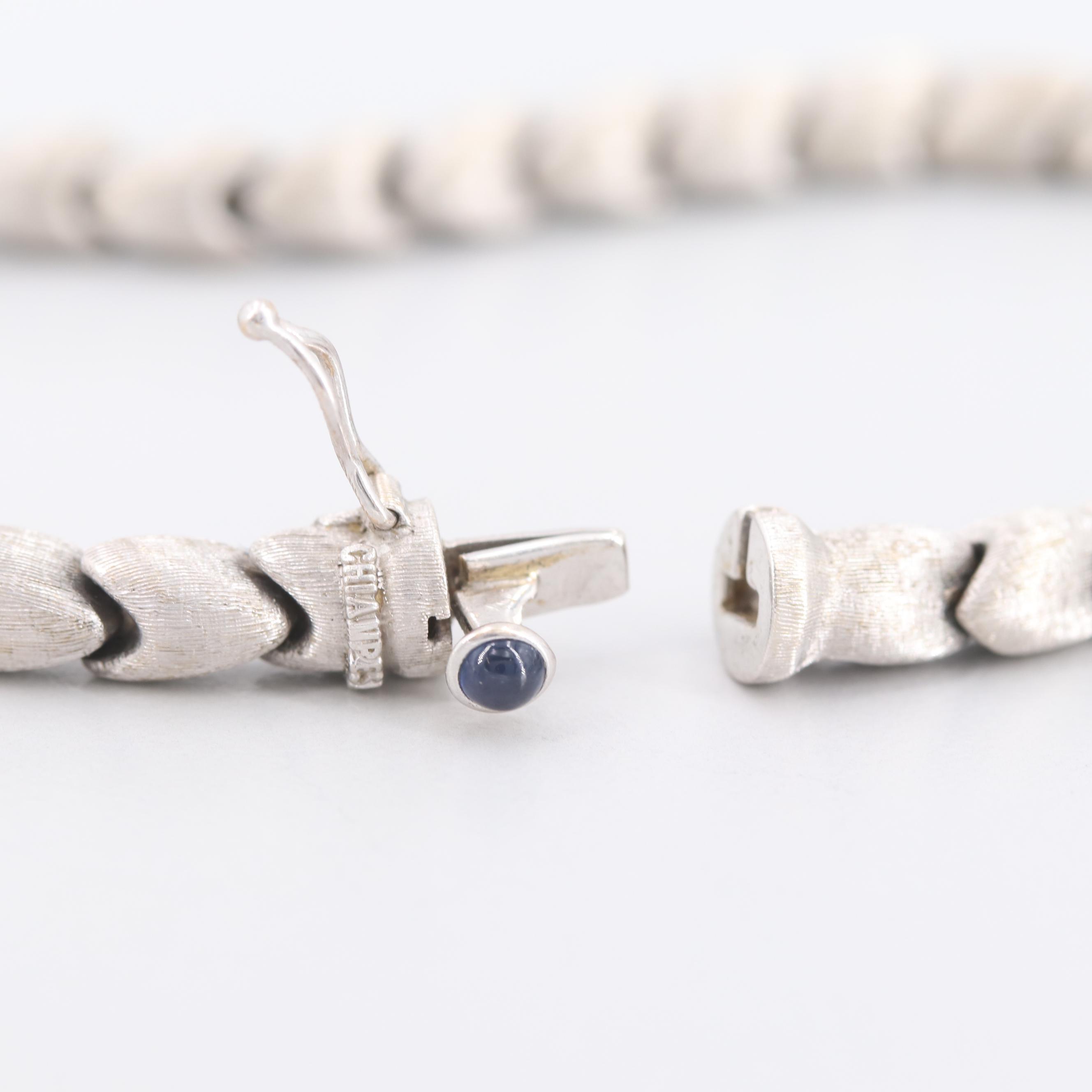 Chiampesan Fabris 18K White Gold Blue Sapphire Satin Finish Bracelet