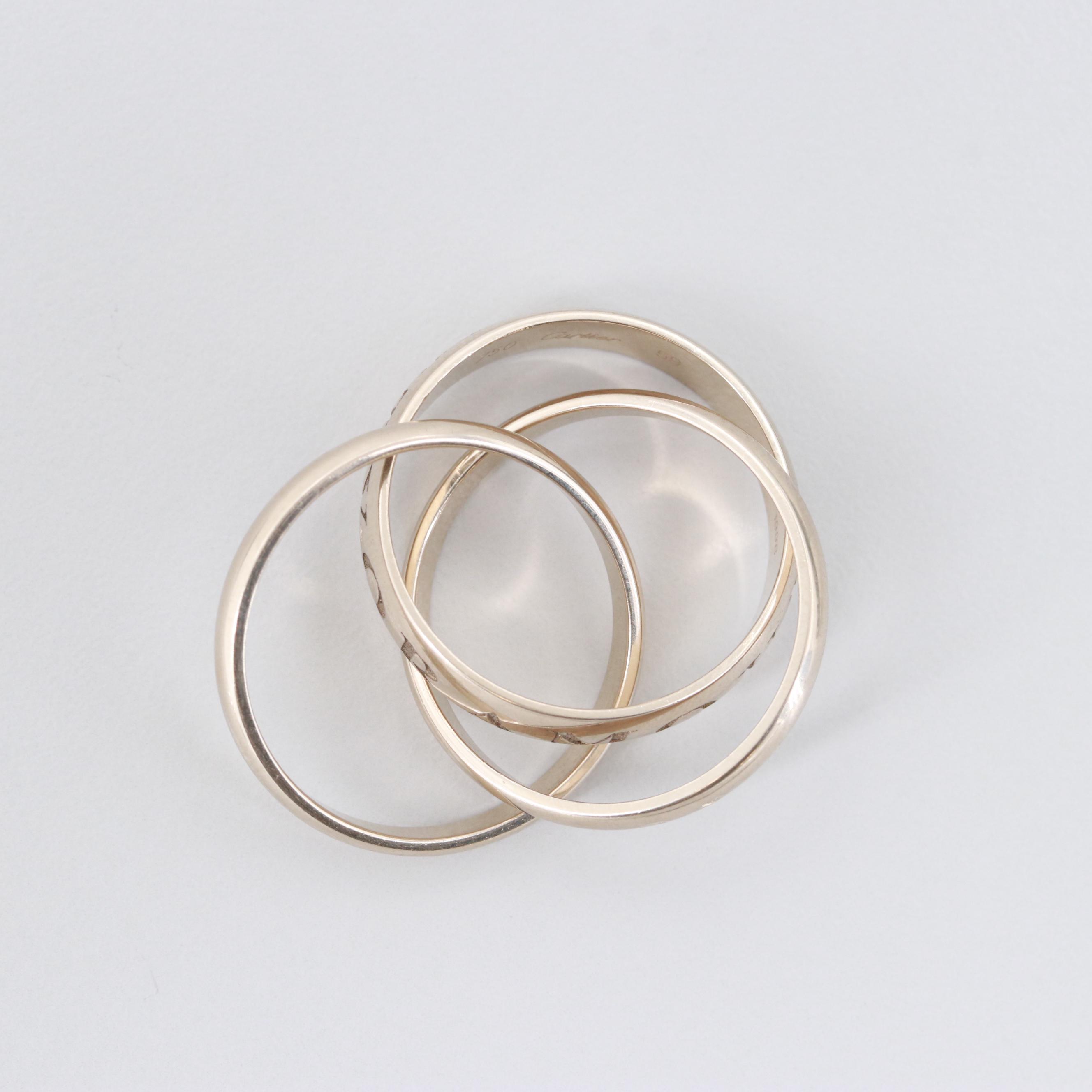 Cartier 18K White Gold "Amour et Trinity" Rolling Ring
