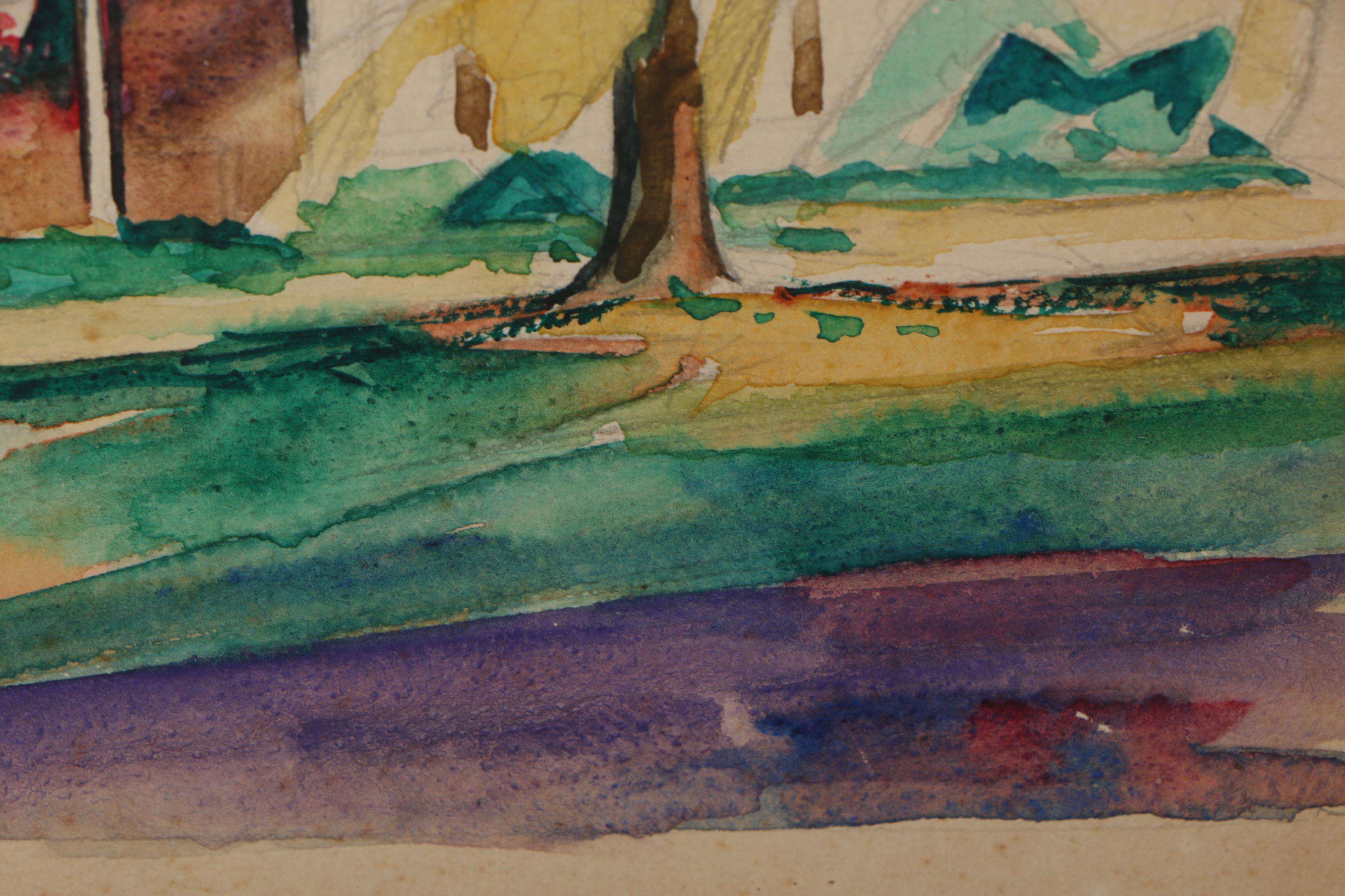 Robert Whitmore Abstract Landscape Watercolor Painting