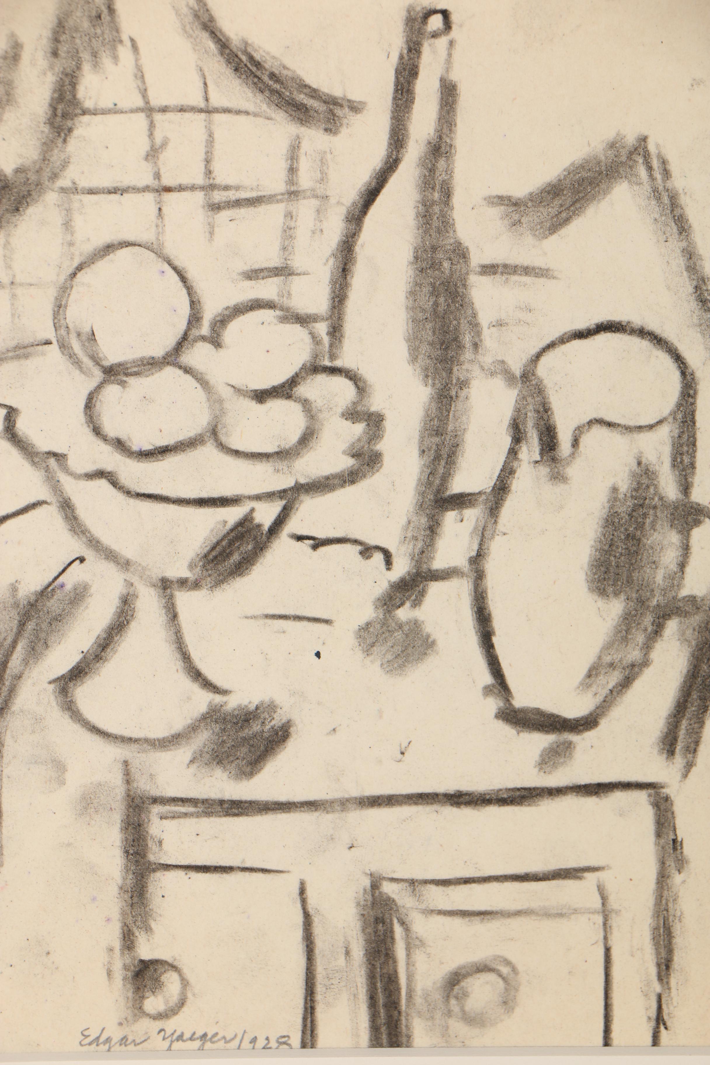 Edgar Yeager Still Life Charcoal Drawing, 1928